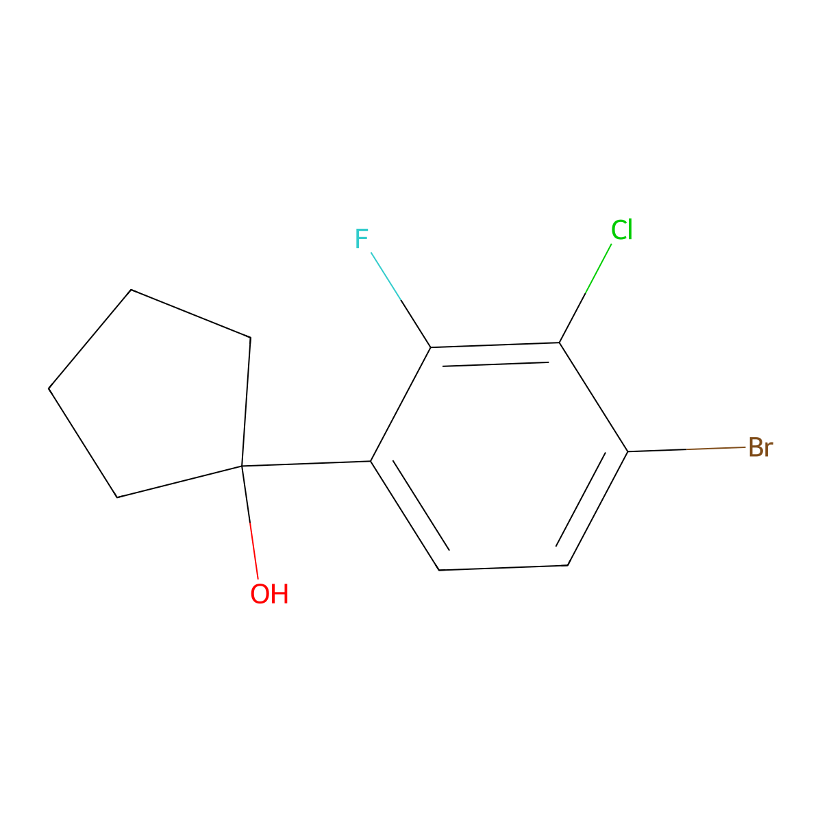 1-(4-Bromo-3-chloro-2-fluorophenyl)cyclopentanol molecular structure, CAS 1697212-84-2