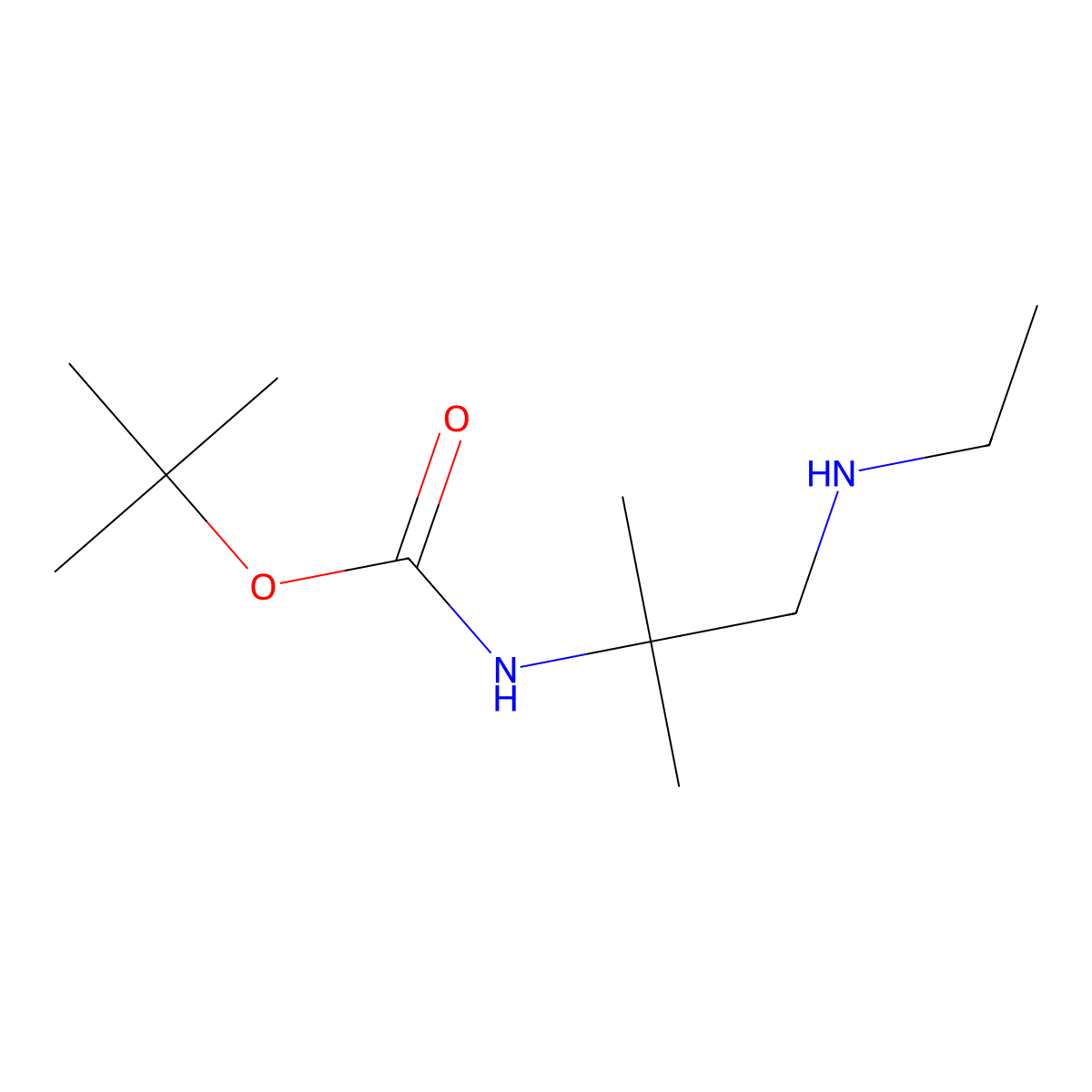 tert-butyl N-[1-(ethylamino)-2-methylpropan-2-yl]carbamate molecular structure, CAS 1697213-24-3