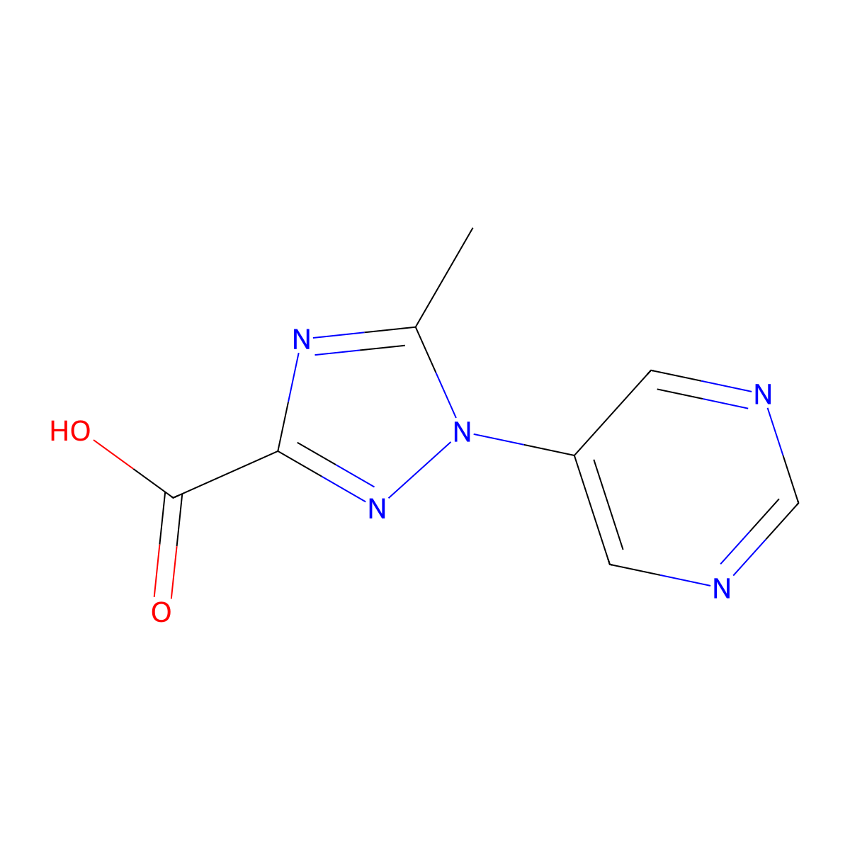 5-Methyl-1-(pyrimidin-5-YL)-1H-1,2,4-triazole-3-carboxylic acid molecular structure, CAS 1697232-23-7