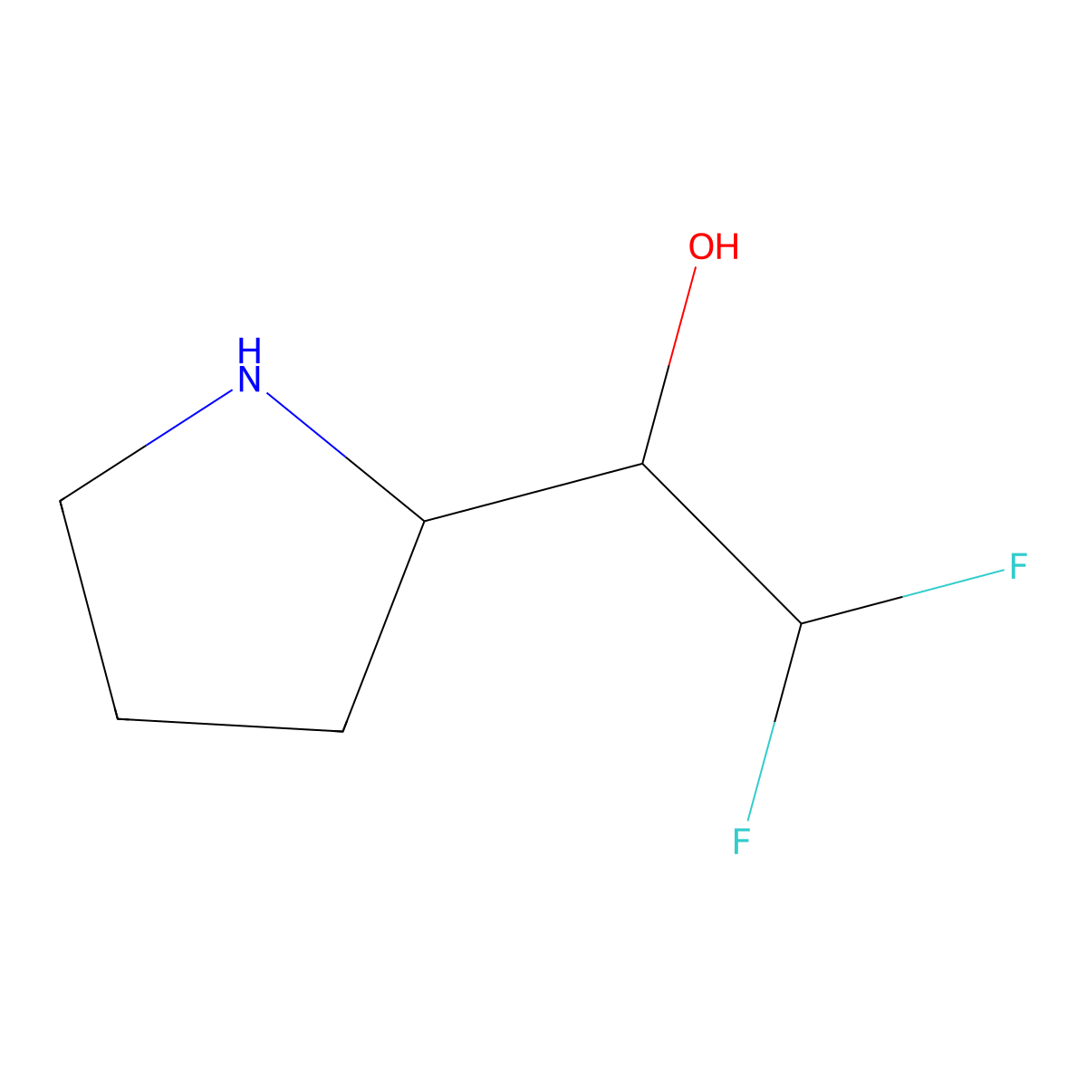 2,2-Difluoro-1-(pyrrolidin-2-yl)ethan-1-ol molecular structure, CAS 1697251-83-4