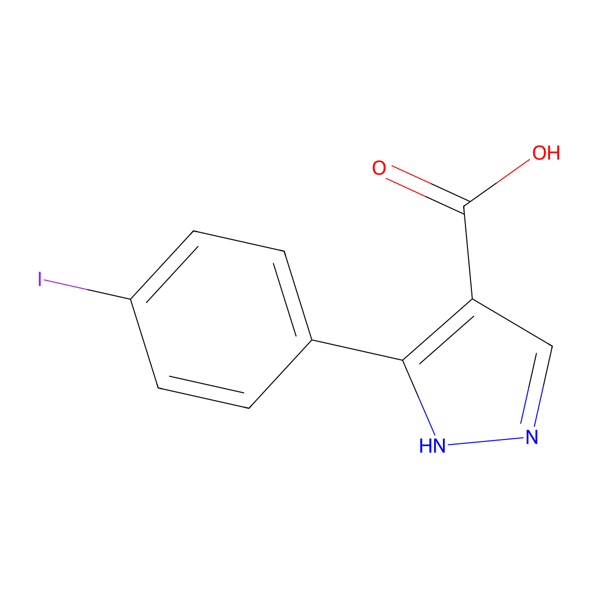 3-(4-iodophenyl)-1H-pyrazole-4-carboxylicacid molecular structure, CAS 1697266-34-4