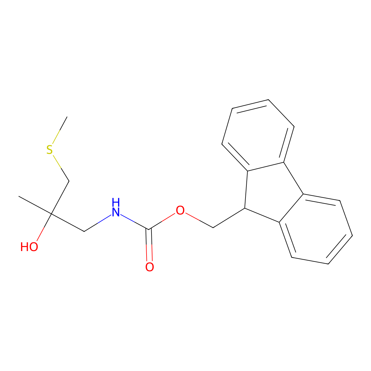 (9H-fluoren-9-yl)methyl N-[2-hydroxy-2-methyl-3-(methylsulfanyl)propyl]carbamate molecular structure, CAS 1697280-50-4
