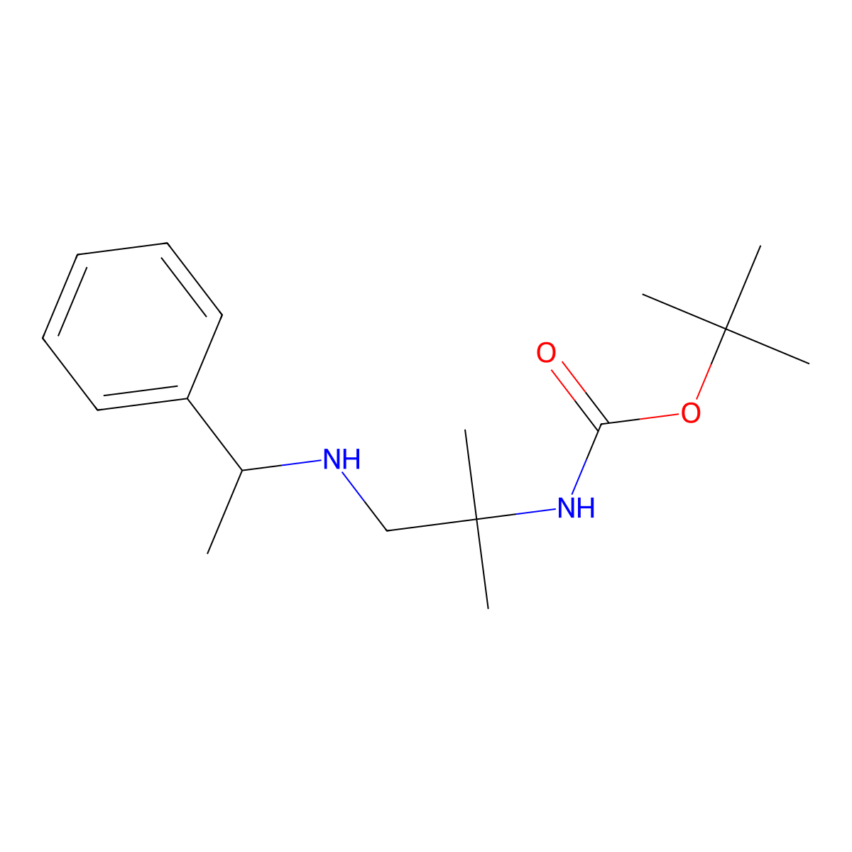tert-butyl N-{2-methyl-1-[(1-phenylethyl)amino]propan-2-yl}carbamate molecular structure, CAS 1697288-42-8