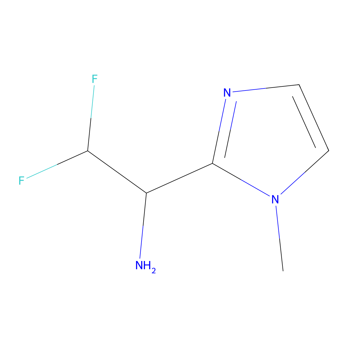 2,2-difluoro-1-(1-methyl-1H-imidazol-2-yl)ethan-1-amine molecular structure, CAS 1697295-22-9