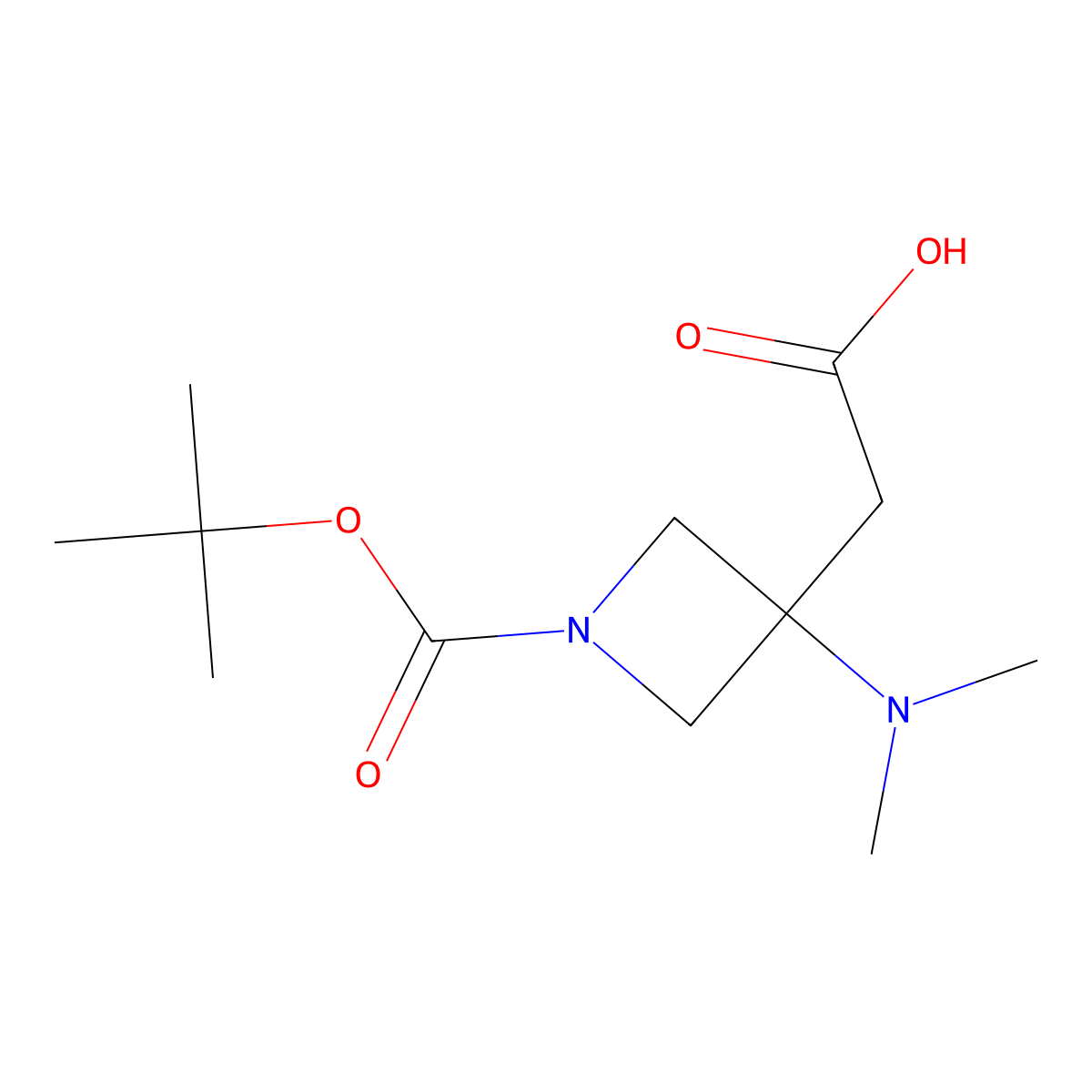 2-{1-[(Tert-butoxy)carbonyl]-3-(dimethylamino)azetidin-3-yl}acetic acid molecular structure, CAS 1697298-57-9