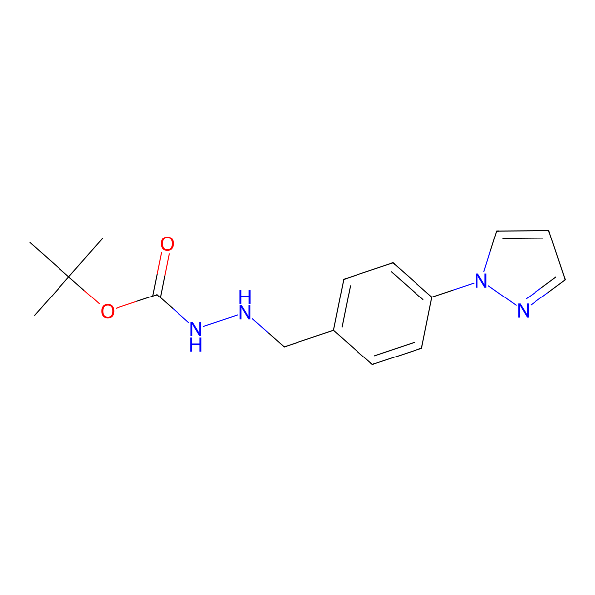 tert-butyl 2-(4-(1H-pyrazol-1-yl)benzyl)hydrazinecarboxylate molecular structure, CAS 1697305-48-8