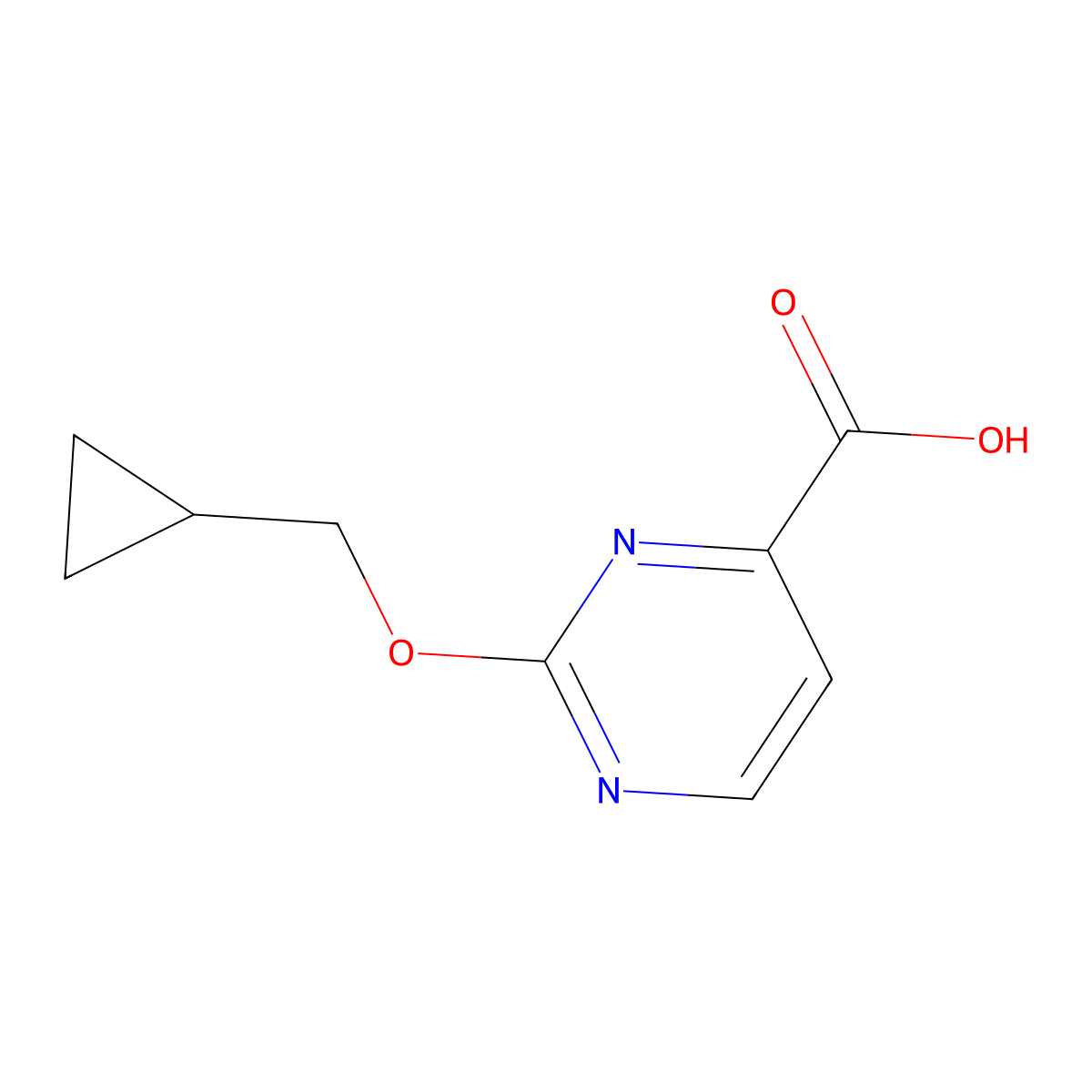 2-(Cyclopropylmethoxy)pyrimidine-4-carboxylic acid molecular structure, CAS 1697314-52-5
