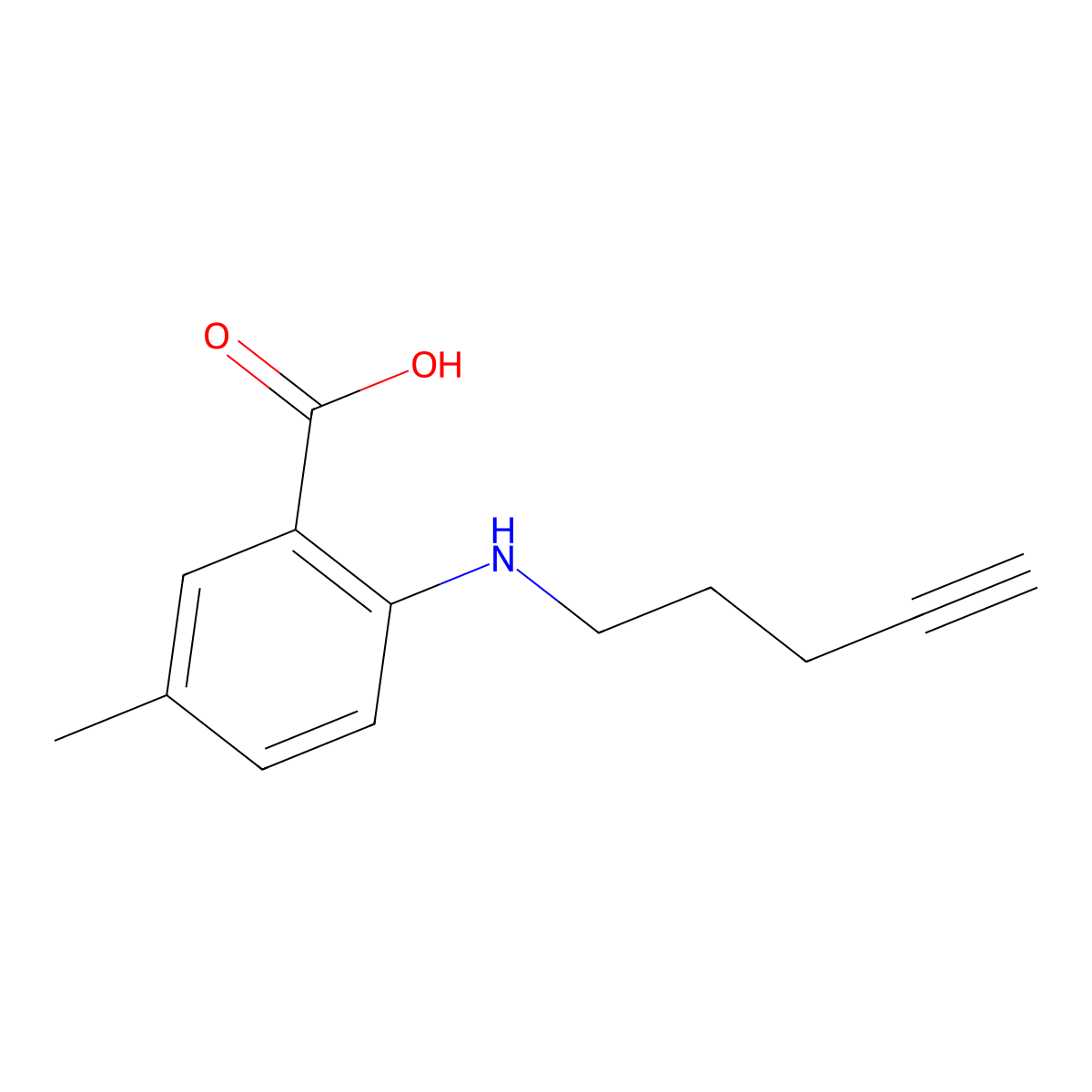 5-Methyl-2-[(pent-4-yn-1-yl)amino]benzoic acid molecular structure, CAS 1697320-92-5