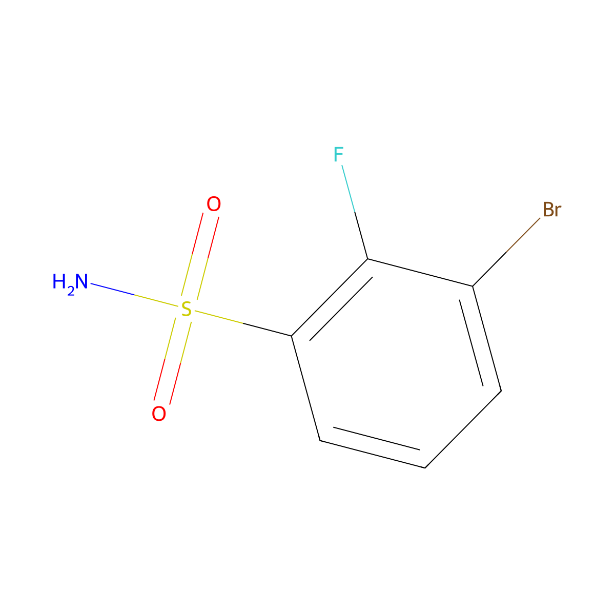 3-Bromo-2-fluorobenzene-1-sulfonamide molecular structure, CAS 1697323-29-7