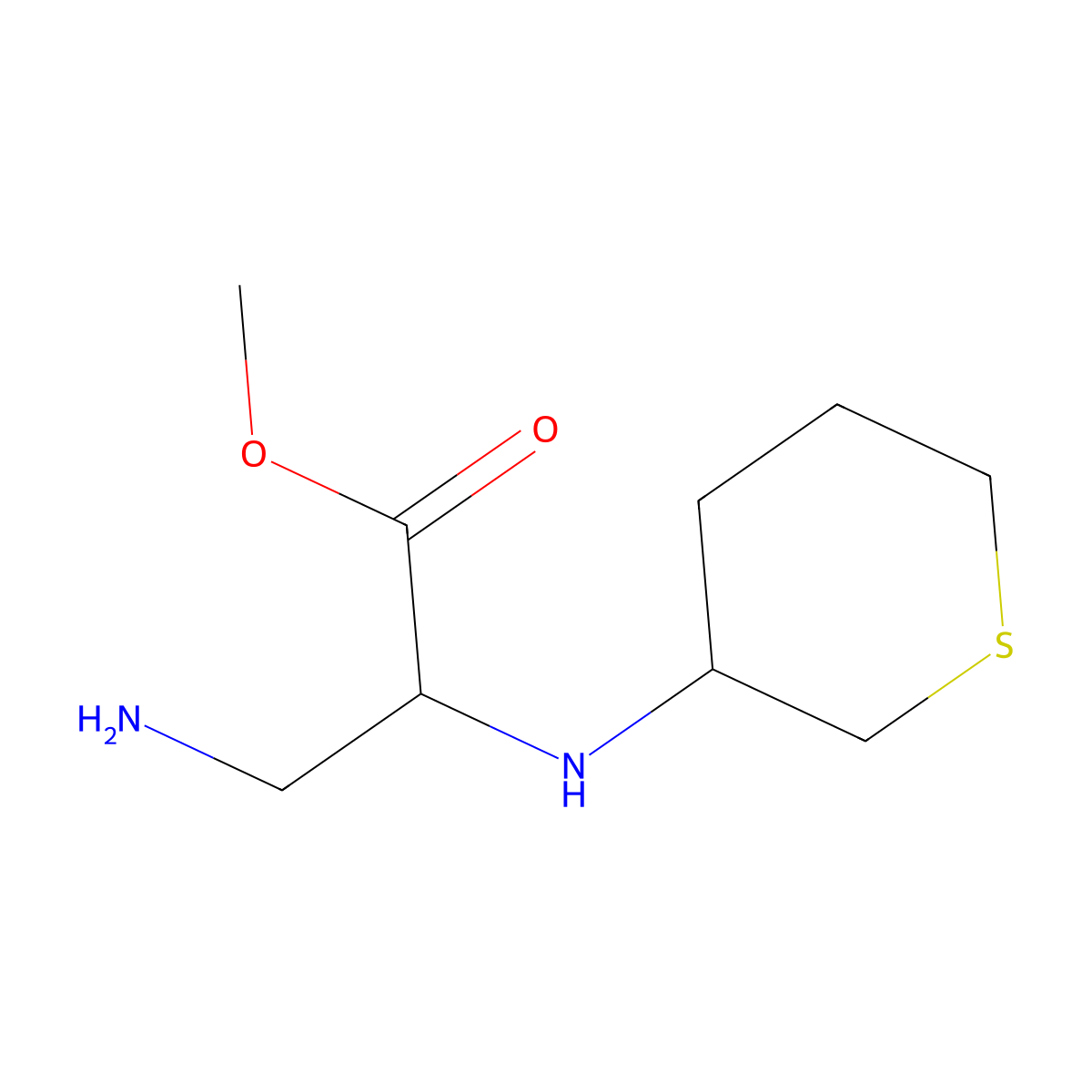 Methyl 3-amino-2-((tetrahydro-2H-thiopyran-3-yl)amino)propanoate molecular structure, CAS 1697326-91-2