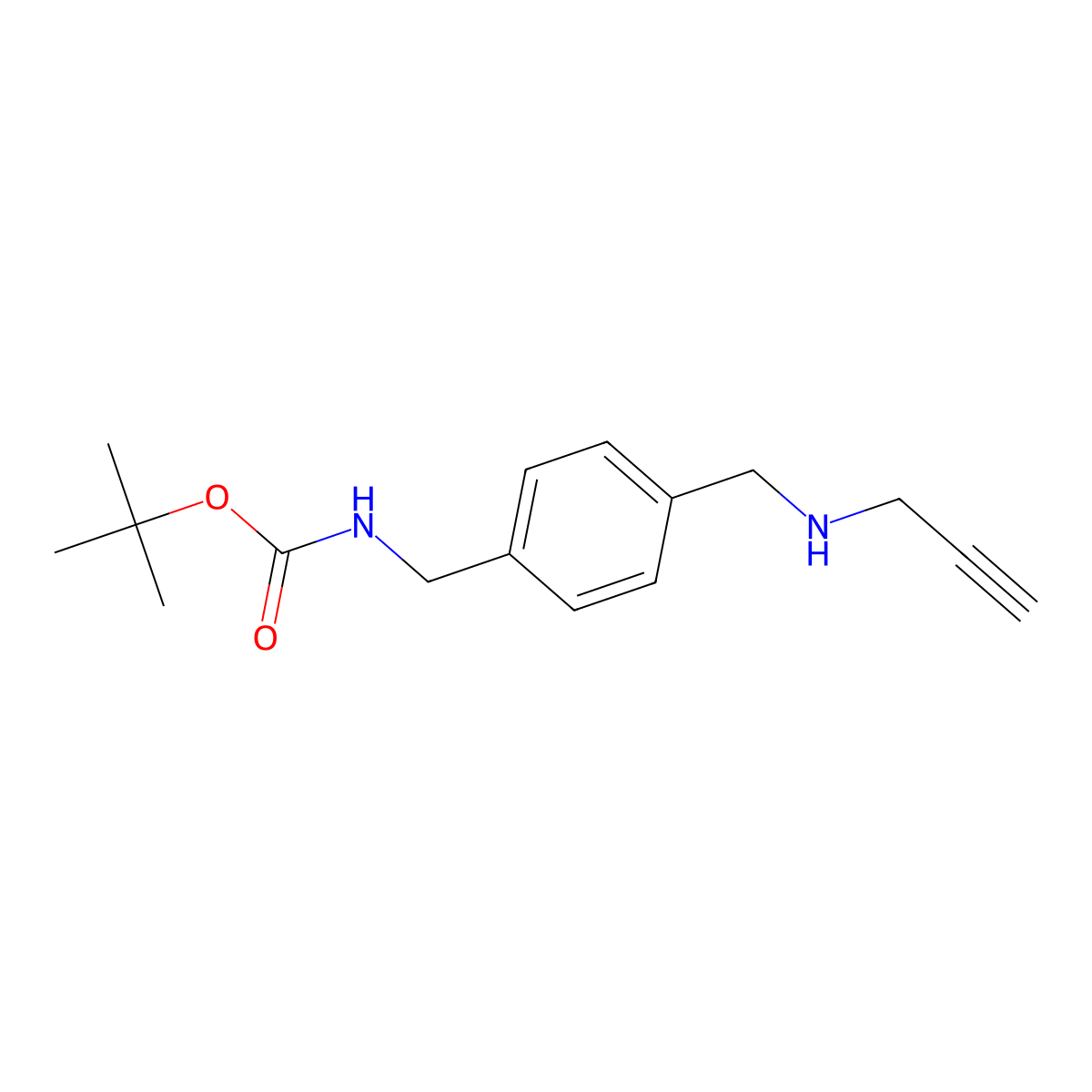 tert-butyl N-[(4-{[(prop-2-yn-1-yl)amino]methyl}phenyl)methyl]carbamate molecular structure, CAS 1697330-71-4