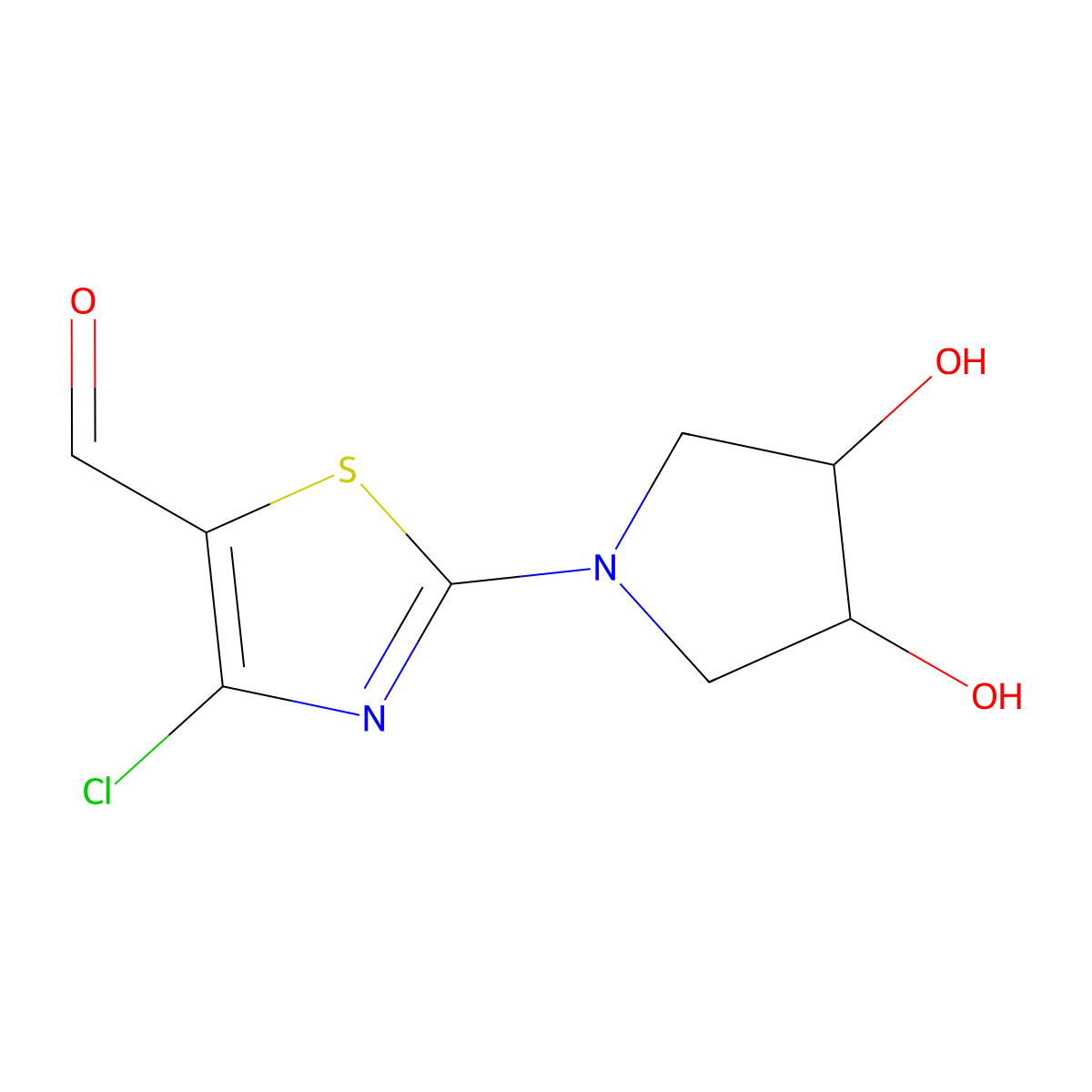 4-Chloro-2-(3,4-dihydroxypyrrolidin-1-YL)thiazole-5-carbaldehyde molecular structure, CAS 1697332-87-8