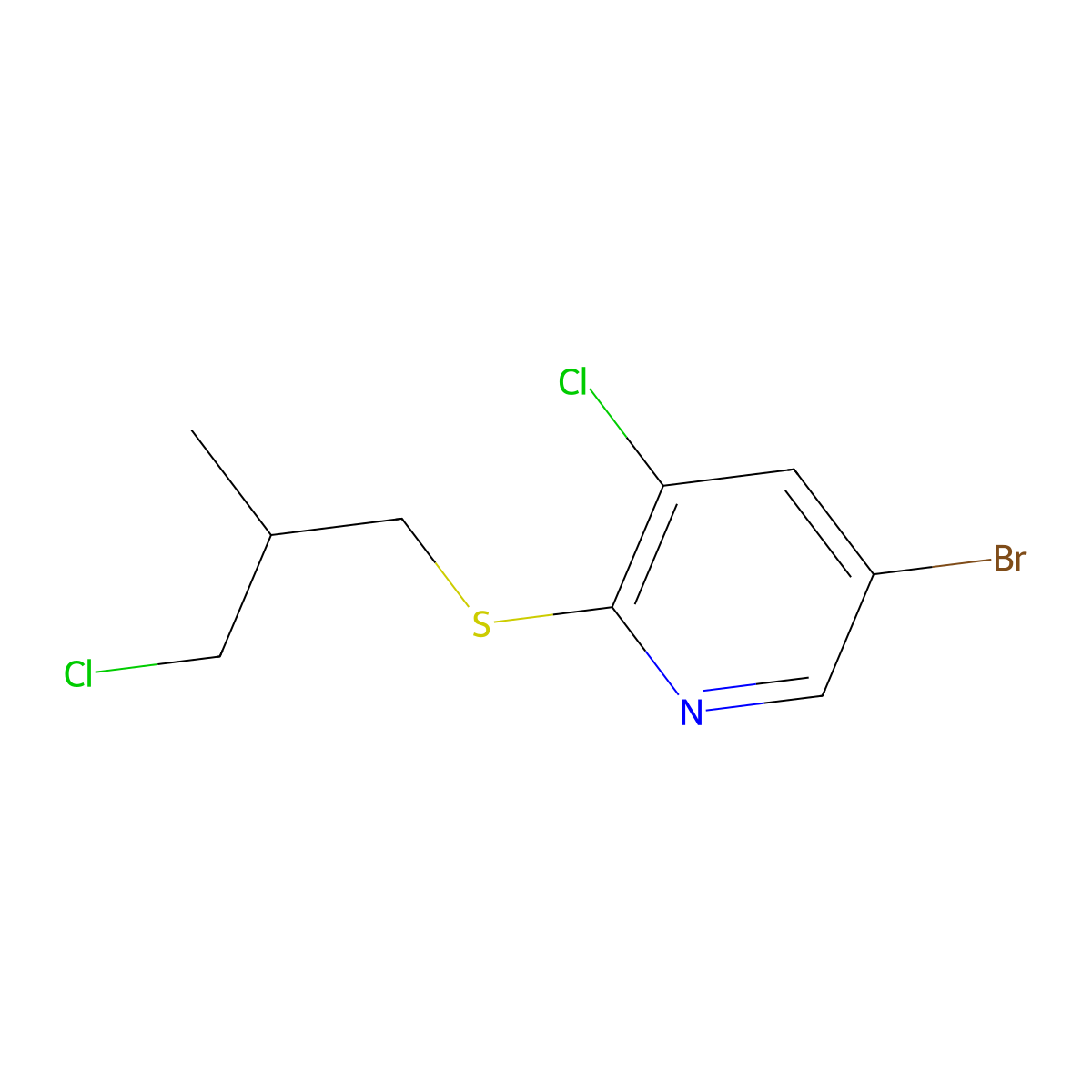 5-Bromo-3-chloro-2-[(3-chloro-2-methylpropyl)sulfanyl]pyridine molecular structure, CAS 1697334-82-9