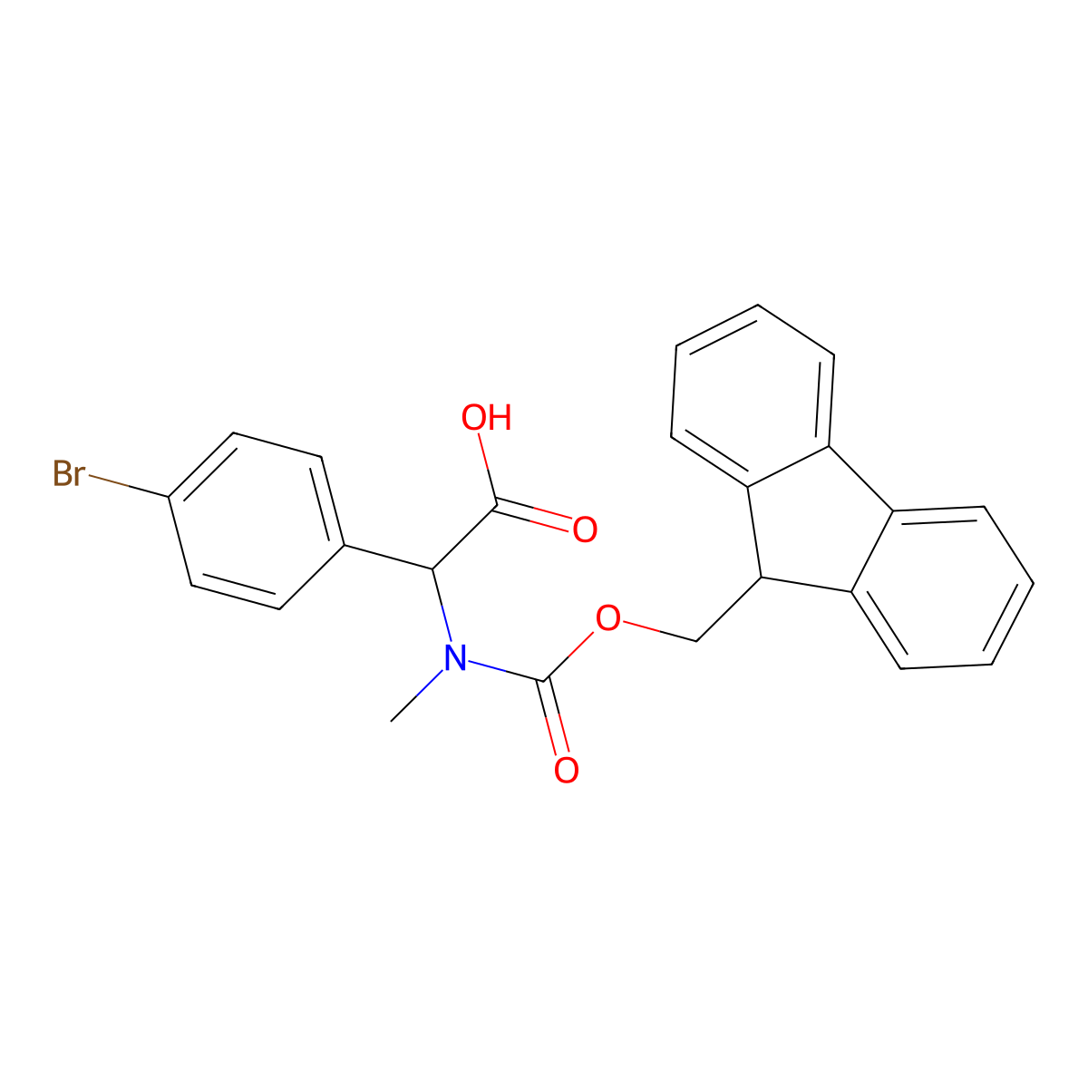 2-(4-bromophenyl)-2-({[(9H-fluoren-9-yl)methoxy]carbonyl}(methyl)amino)acetic acid molecular structure, CAS 1697347-81-1