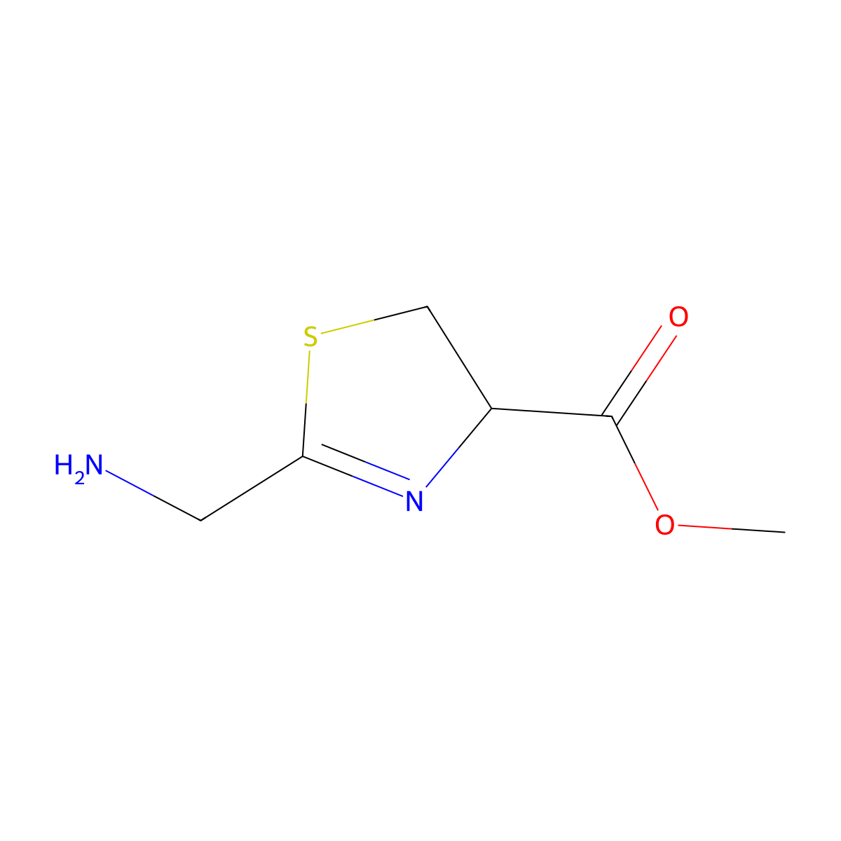 Methyl 2-(aminomethyl)-4,5-dihydro-1,3-thiazole-4-carboxylate molecular structure, CAS 1697358-36-3