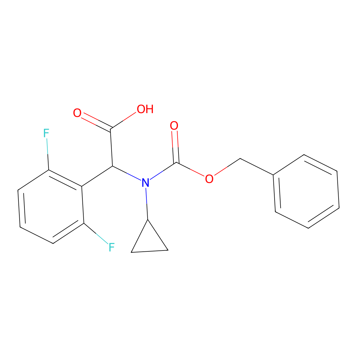 2-{[(Benzyloxy)carbonyl](cyclopropyl)amino}-2-(2,6-difluorophenyl)acetic acid molecular structure, CAS 1697367-54-6