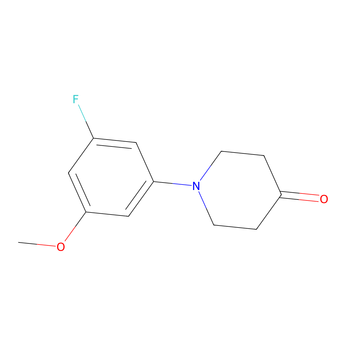 1-(3-Fluoro-5-methoxyphenyl)piperidin-4-one molecular structure, CAS 1697374-60-9