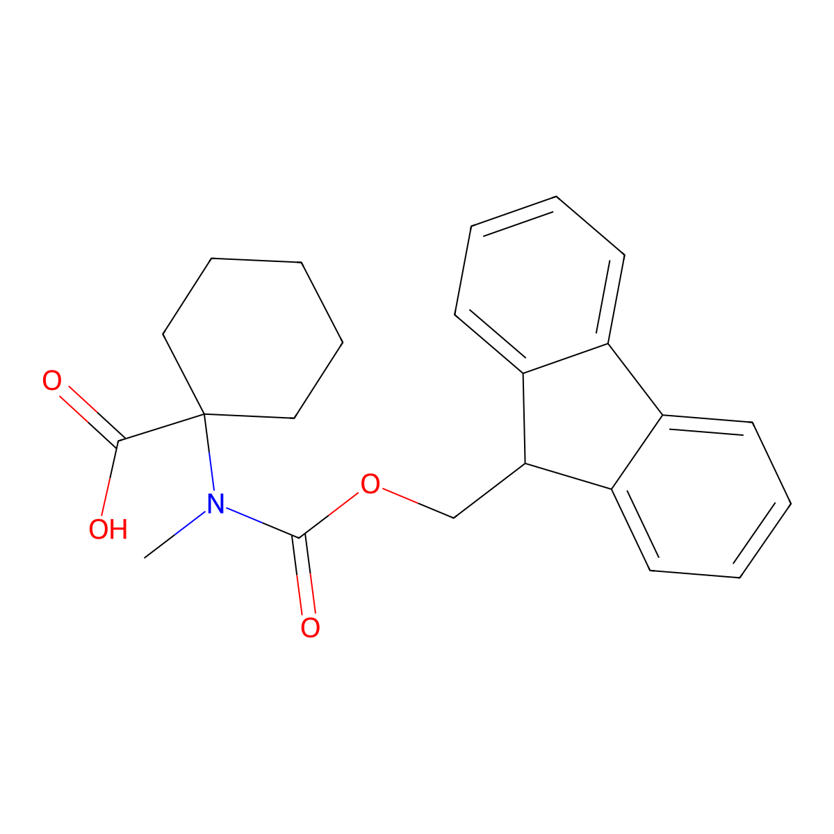 1-({[(9H-fluoren-9-yl)methoxy]carbonyl}(methyl)amino)cyclohexane-1-carboxylic acid molecular structure, CAS 1697377-42-6