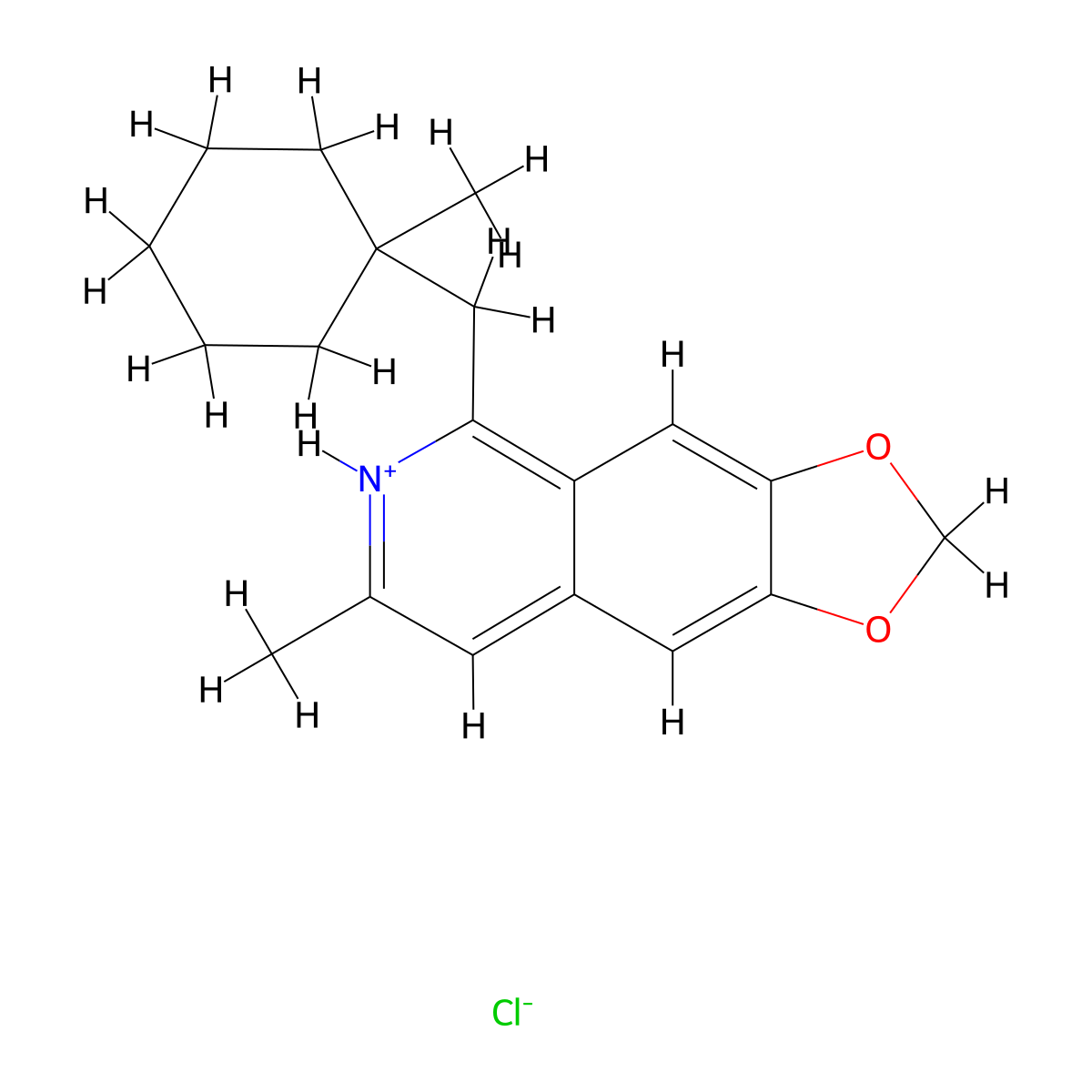 1,3-Dioxolo(4,5-g)isoquinoline, 7-methyl-5-((1-methylcyclohexyl)methyl)-, hydrochloride molecular structure, CAS 16974-20-2