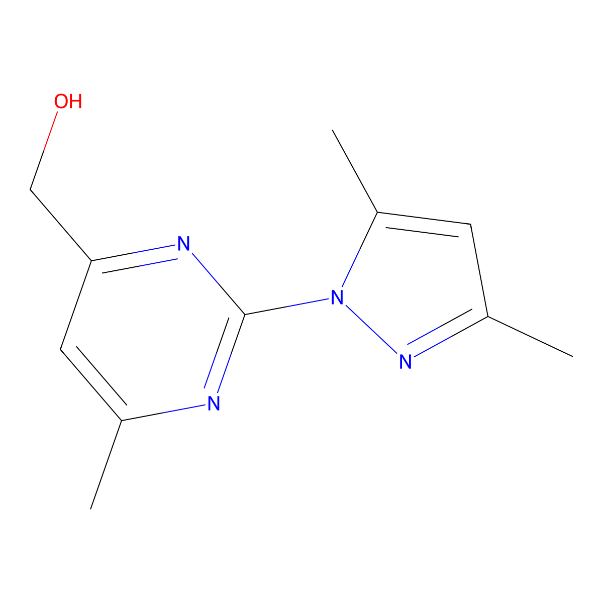 (2-(3,5-dimethyl-1H-pyrazol-1-yl)-6-methylpyrimidin-4-yl)methanol molecular structure, CAS 1697407-08-1