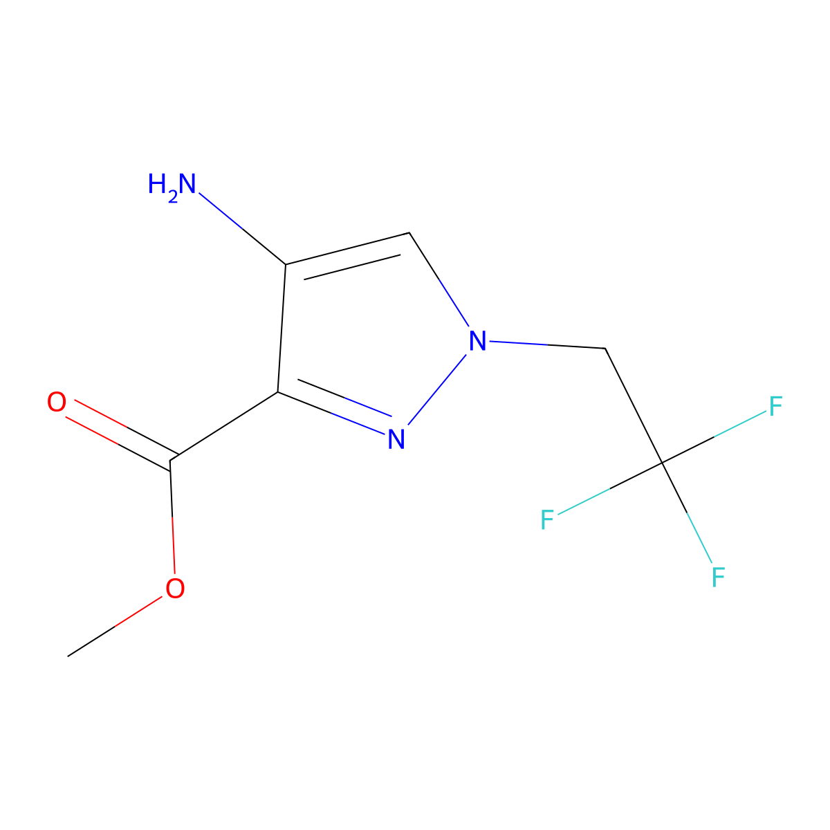 Methyl 4-amino-1-(2,2,2-trifluoroethyl)pyrazole-3-carboxylate molecular structure, CAS 1697433-40-1