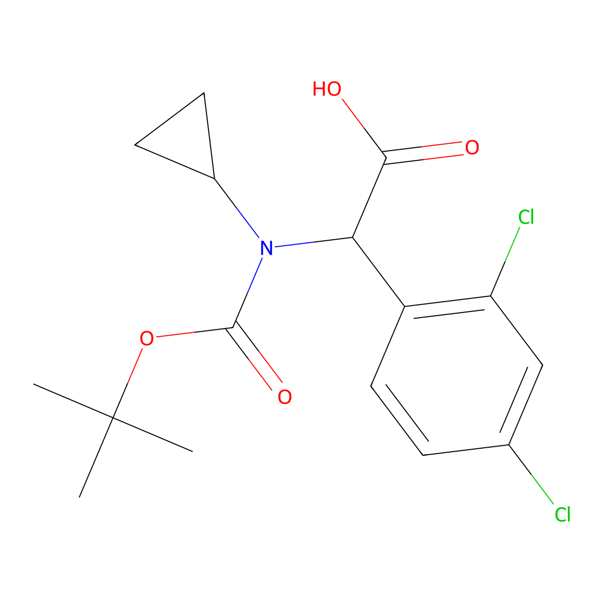 2-{[(Tert-butoxy)carbonyl](cyclopropyl)amino}-2-(2,4-dichlorophenyl)acetic acid molecular structure, CAS 1697437-65-2