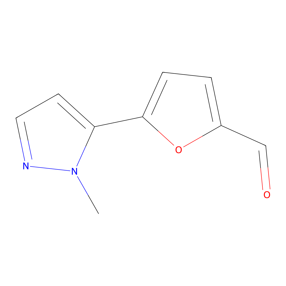 5-(1-Methyl-1H-pyrazol-5-yl)furan-2-carbaldehyde molecular structure, CAS 1697460-73-3