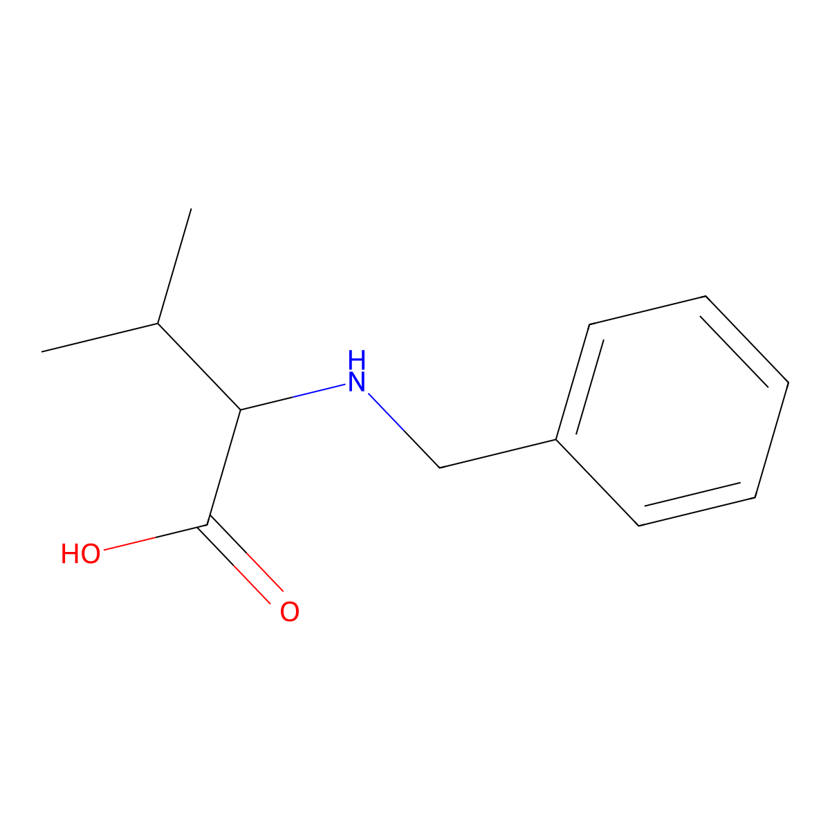 2-(Benzylamino)-3-methylbutanoic acid molecular structure, CAS 16975-39-6
