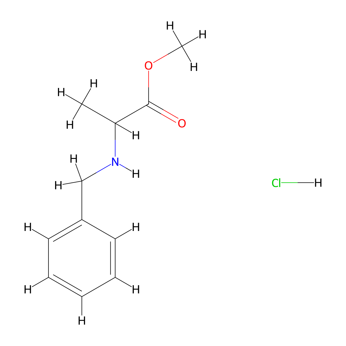 Methyl 2-(benzylamino)propanoate hydrochloride molecular structure, CAS 16975-44-3