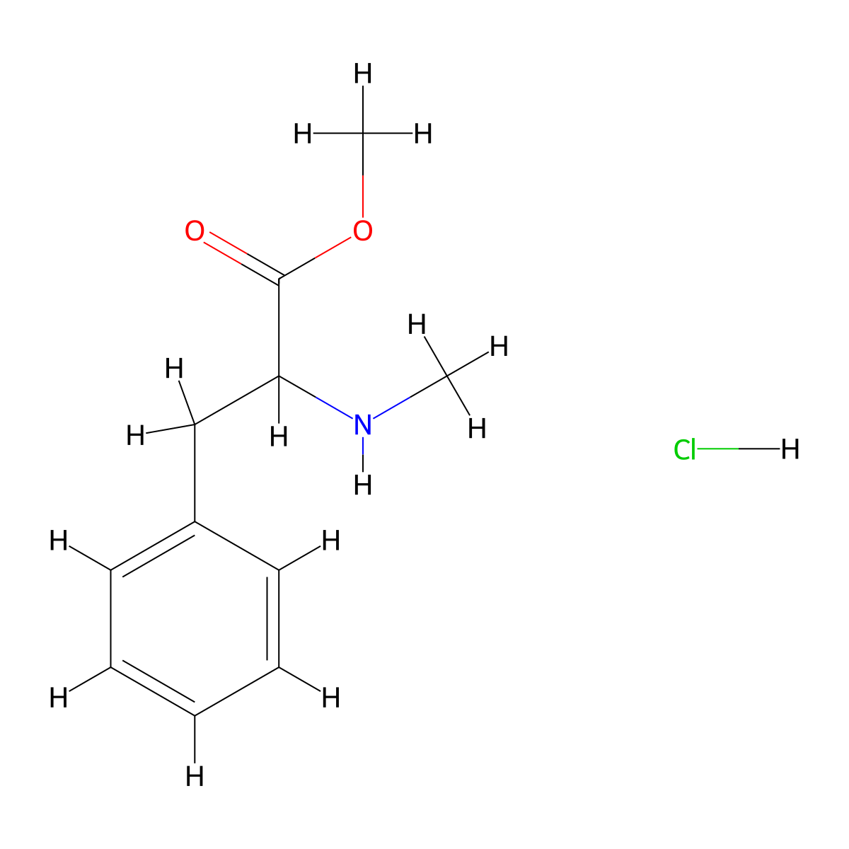 Methyl 2-(methylamino)-3-phenylpropanoate hydrochloride molecular structure, CAS 16975-45-4