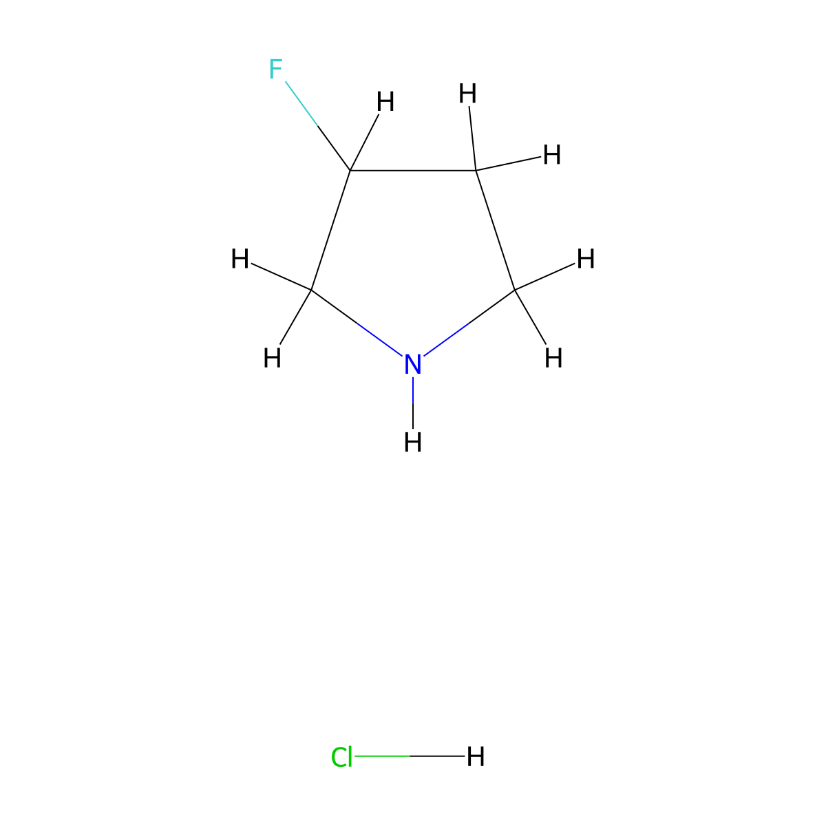3-Fluoropyrrolidine hydrochloride molecular structure, CAS 169750-17-8