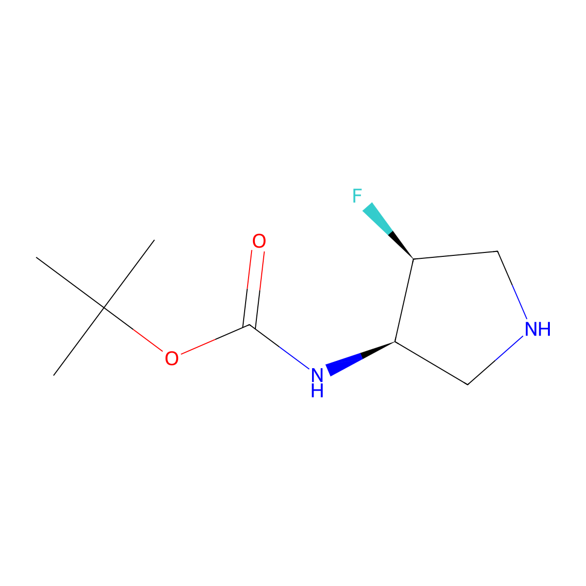 tert-Butyl ((3R,4S)-4-fluoropyrrolidin-3-yl)carbamate molecular structure, CAS 169750-42-9