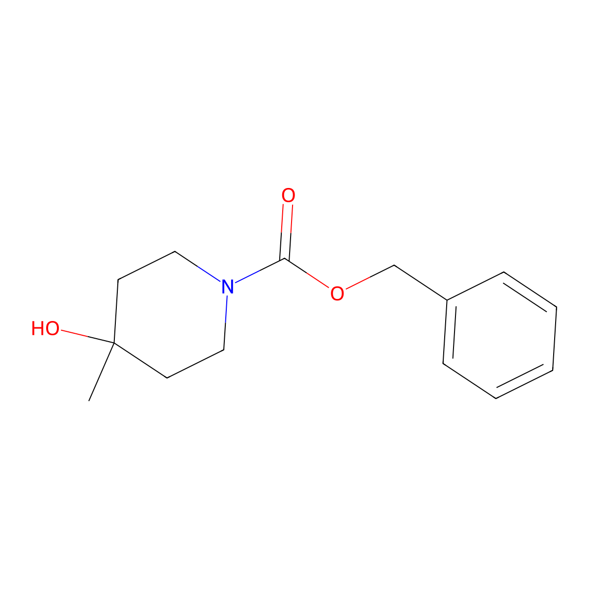 Benzyl 4-hydroxy-4-methylpiperidine-1-carboxylate molecular structure, CAS 169750-57-6
