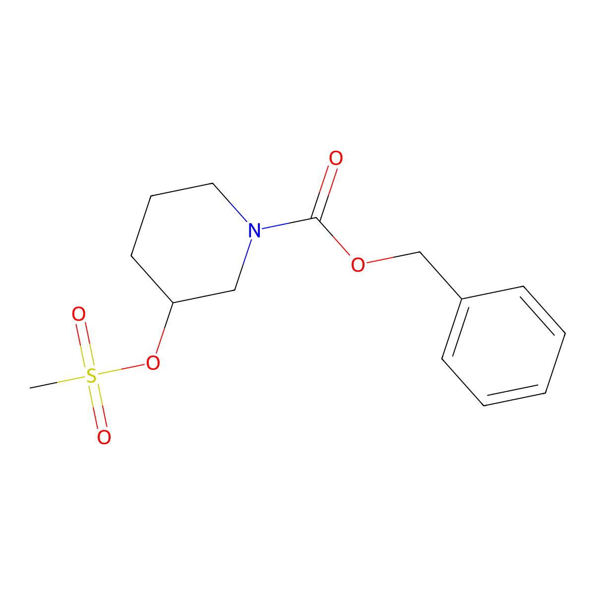 Benzyl 3-((methylsulfonyl)oxy)piperidine-1-carboxylate molecular structure, CAS 169750-63-4