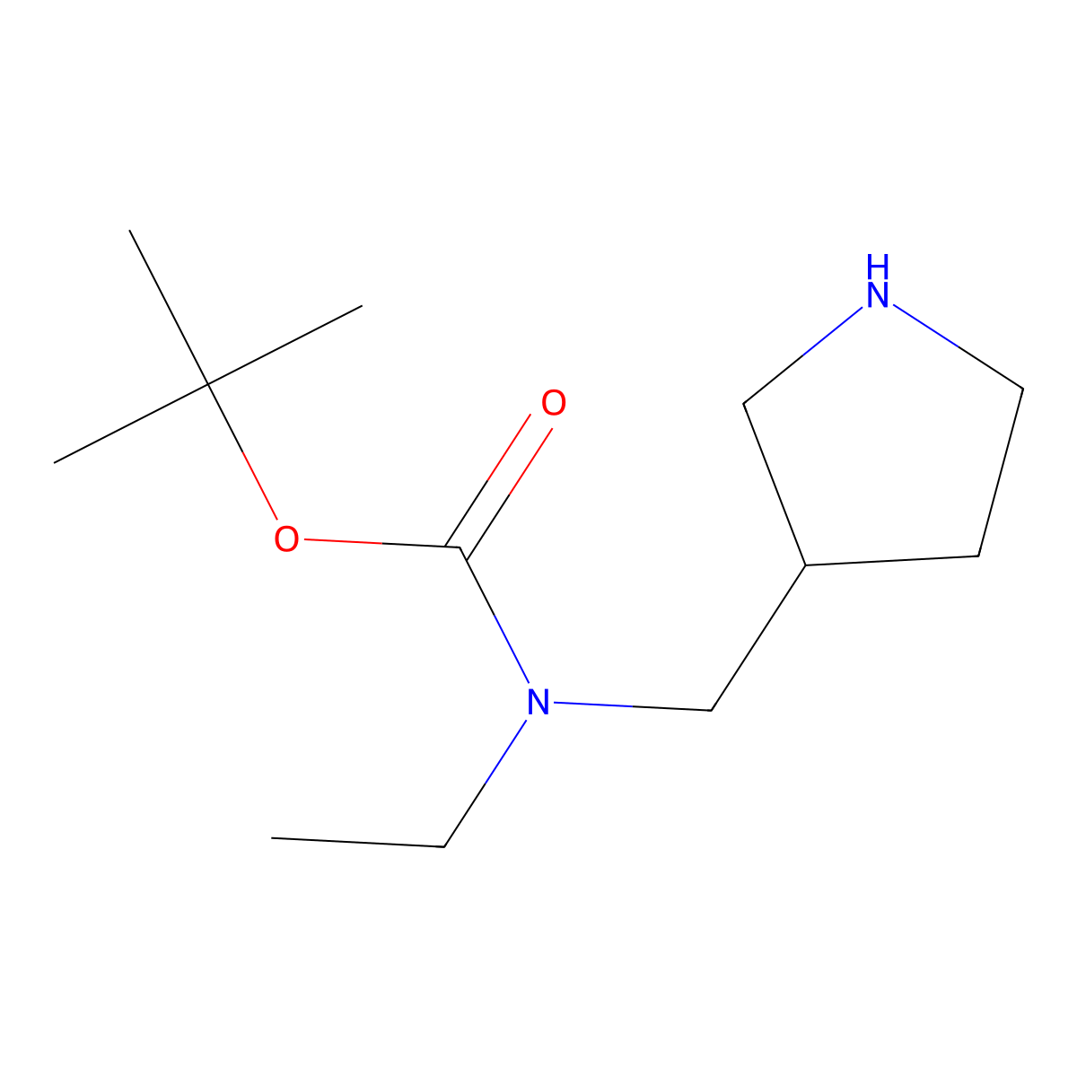 tert-Butyl ethyl(pyrrolidin-3-ylmethyl)carbamate molecular structure, CAS 169750-92-9