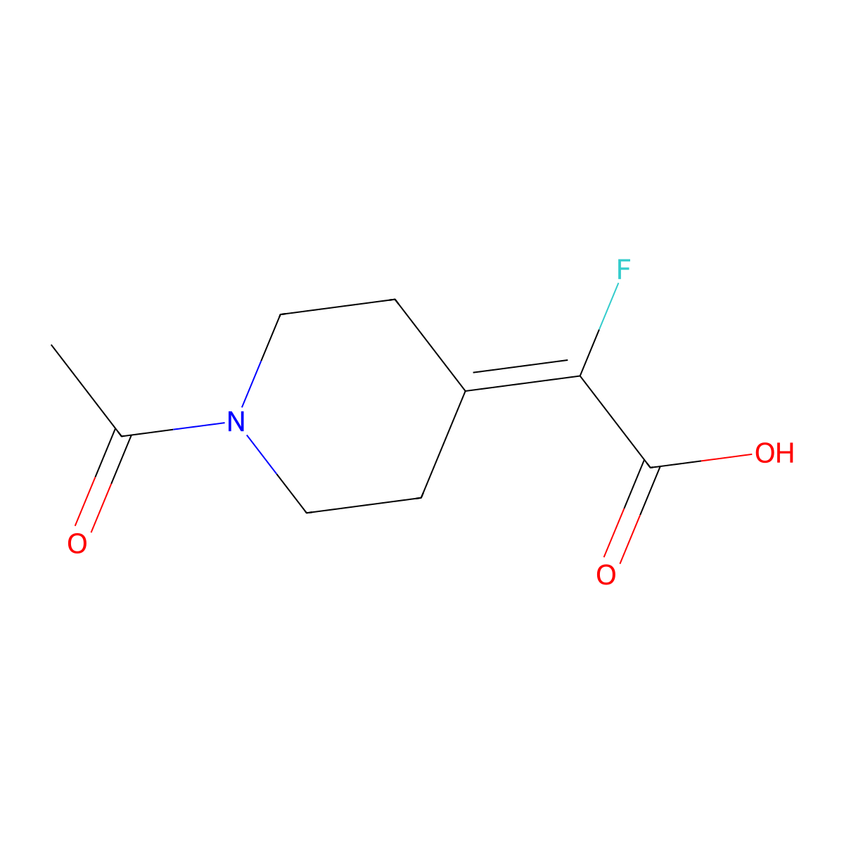 2-(1-Acetylpiperidin-4-ylidene)-2-fluoroacetic acid molecular structure, CAS 1697526-06-9