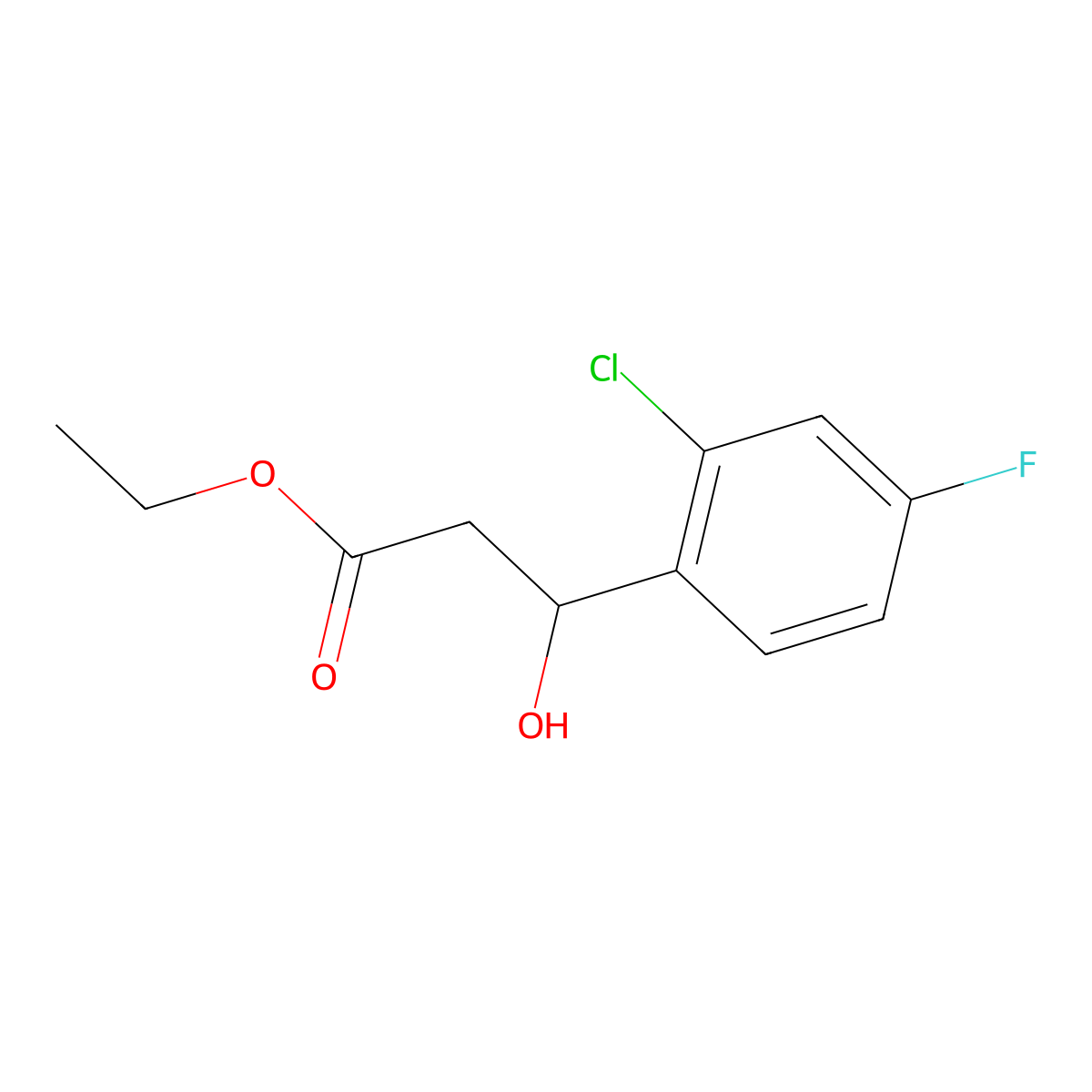 Ethyl 3-(2-chloro-4-fluorophenyl)-3-hydroxypropanoate molecular structure, CAS 1697543-55-7