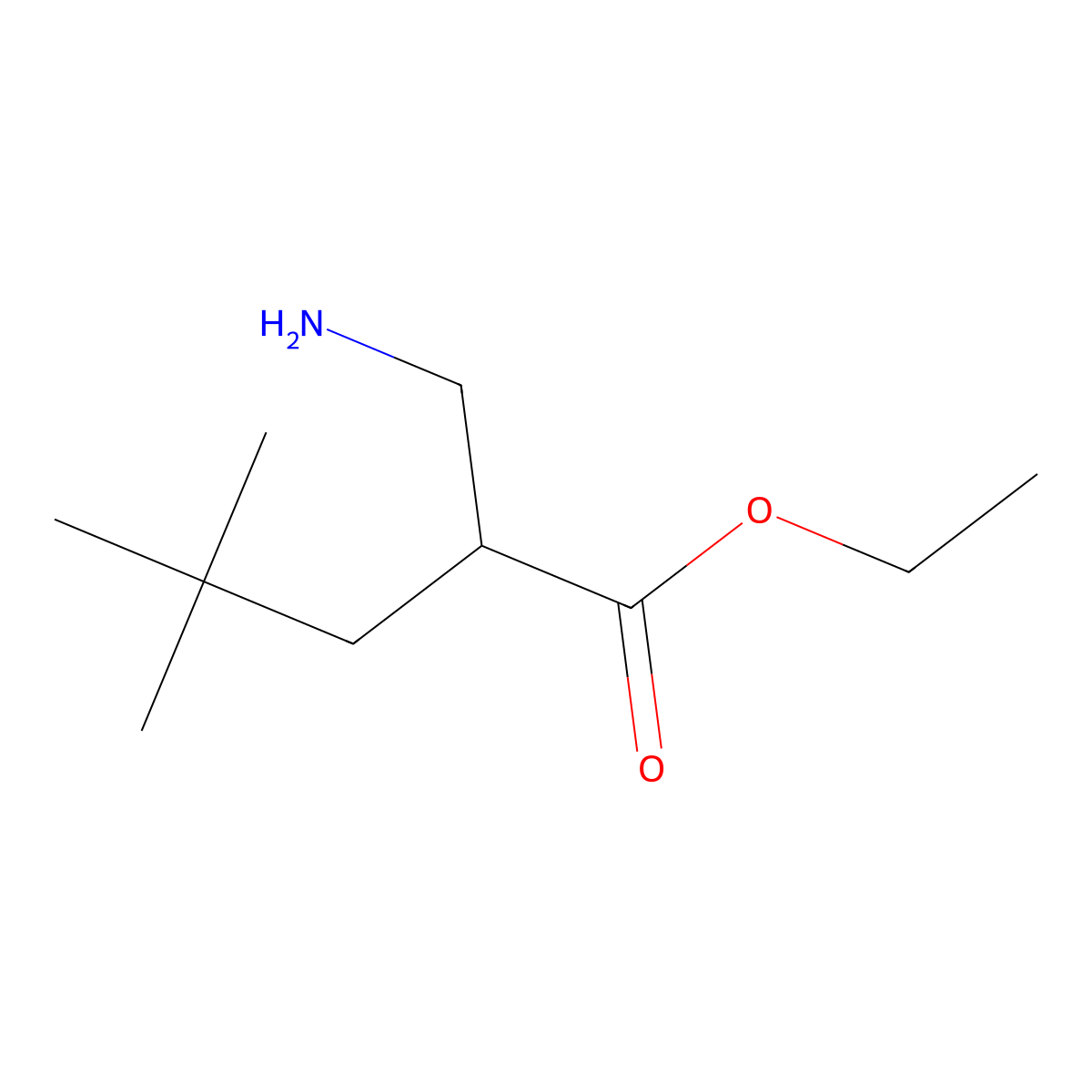 Ethyl 2-(aminomethyl)-4,4-dimethylpentanoate molecular structure, CAS 1697562-67-6