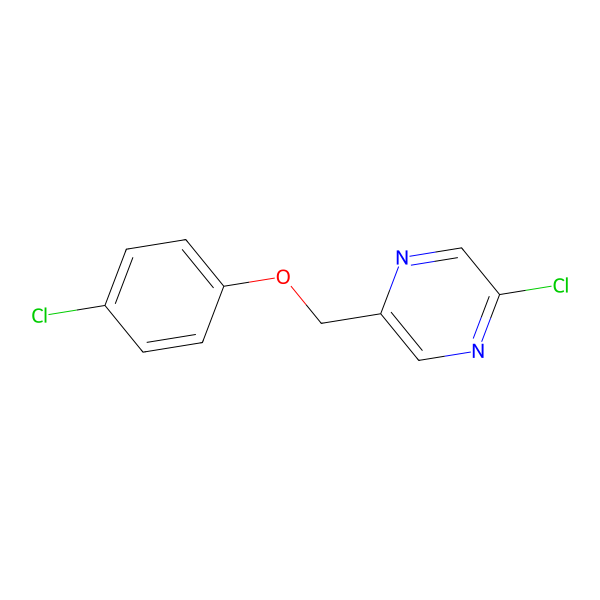 2-Chloro-5-(4-chlorophenoxymethyl)pyrazine molecular structure, CAS 1697567-64-8