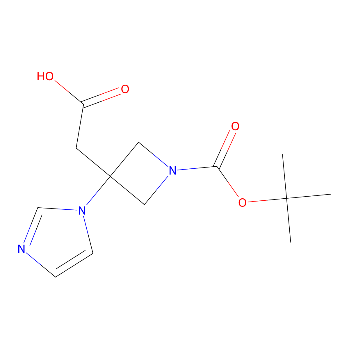 2-{1-[(tert-butoxy)carbonyl]-3-(1H-imidazol-1-yl)azetidin-3-yl}acetic acid molecular structure, CAS 1697579-67-1