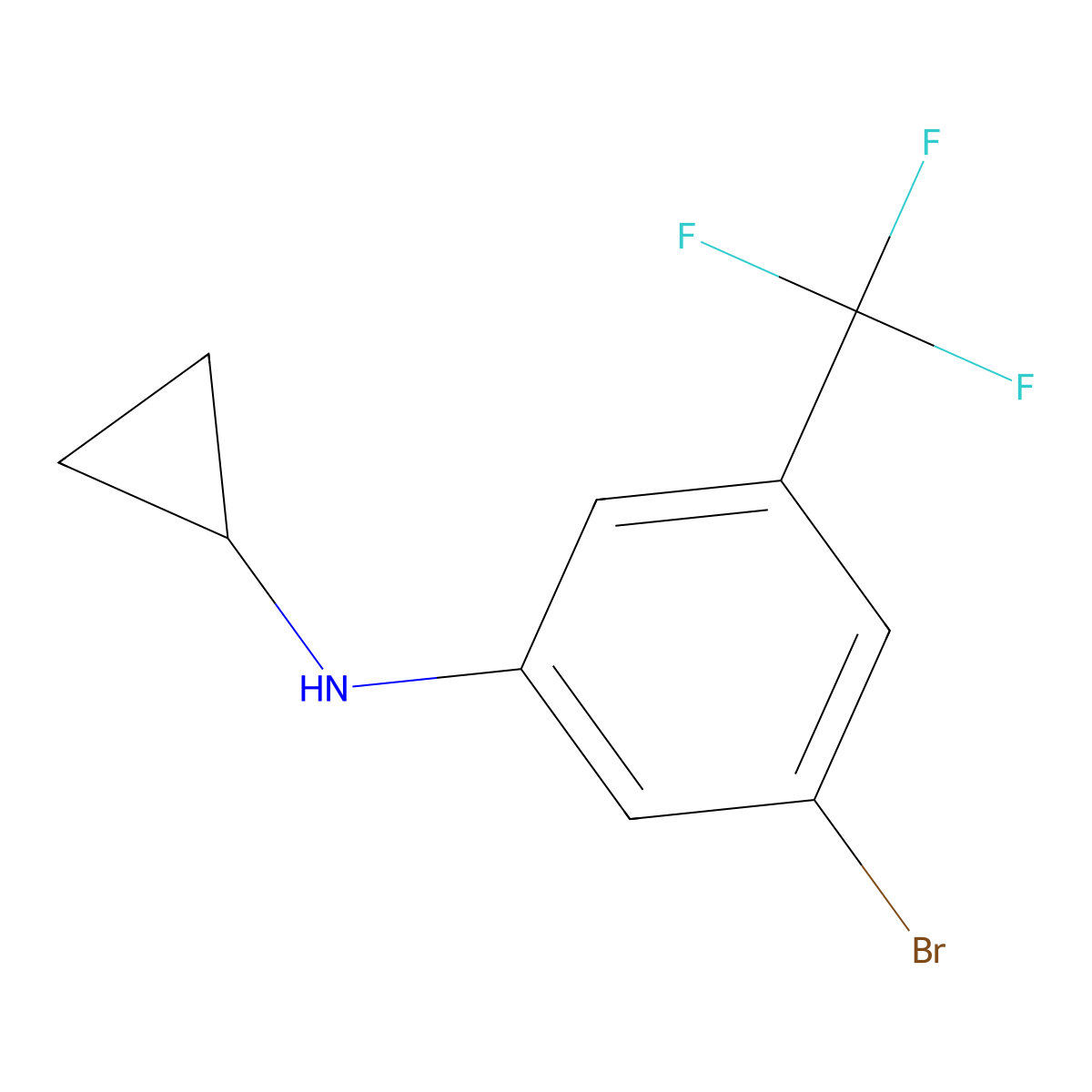 3-bromo-N-cyclopropyl-5-(trifluoromethyl)aniline molecular structure, CAS 1697580-07-6