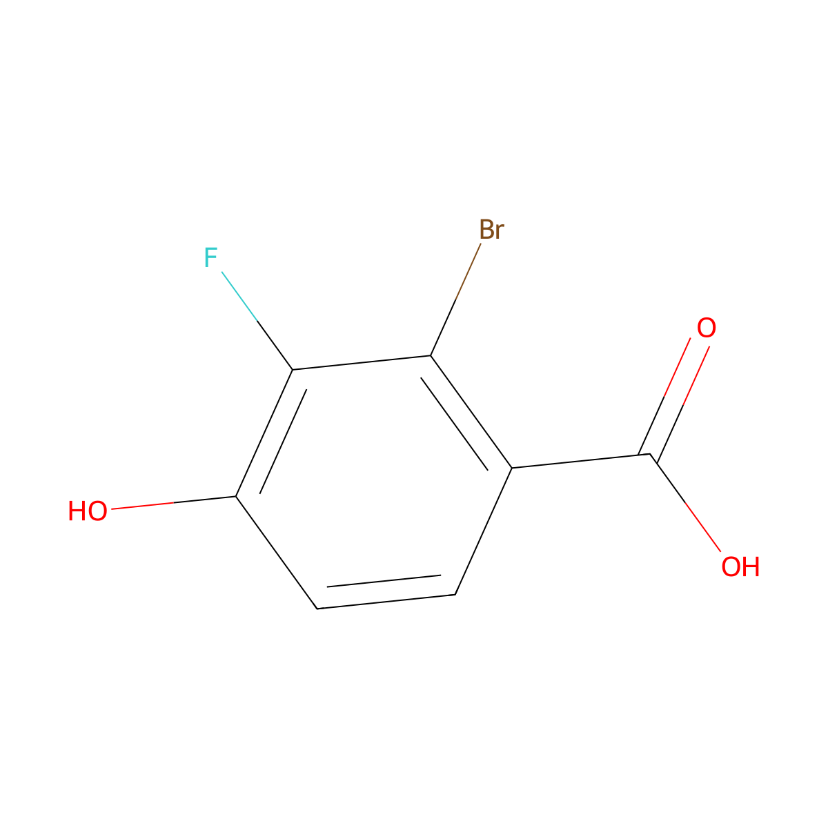 2-Bromo-3-fluoro-4-hydroxybenzoic acid molecular structure, CAS 1697589-51-7