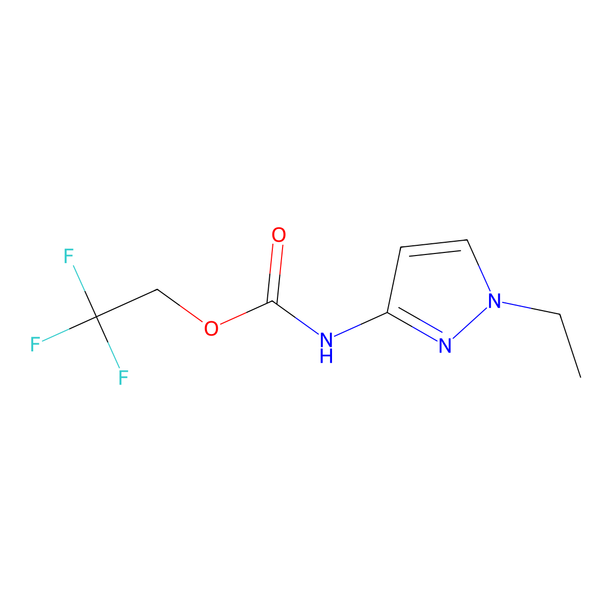2,2,2-trifluoroethyl N-(1-ethyl-1H-pyrazol-3-yl)carbamate molecular structure, CAS 1697591-02-8
