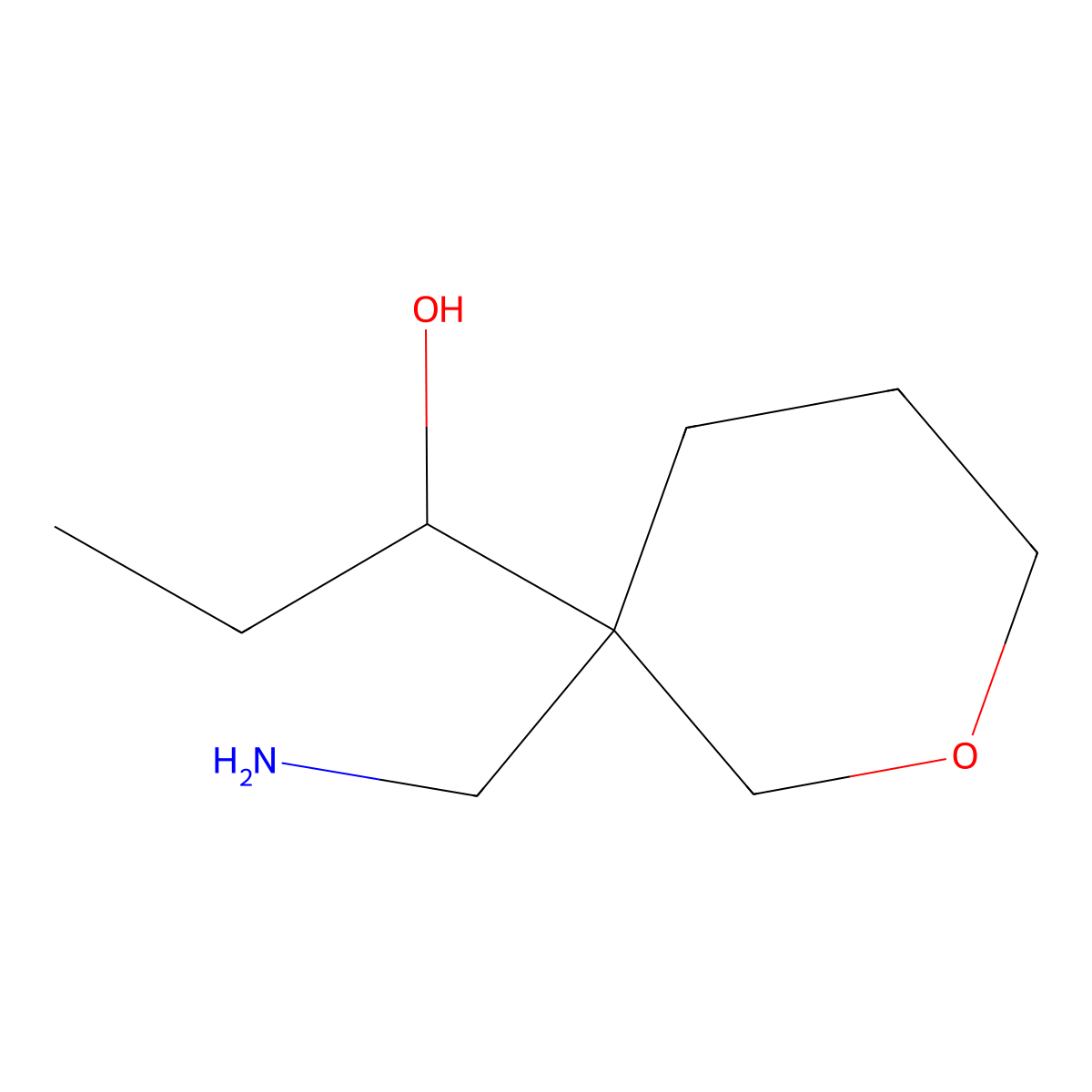 1-[3-(Aminomethyl)oxan-3-yl]propan-1-ol molecular structure, CAS 1697594-74-3