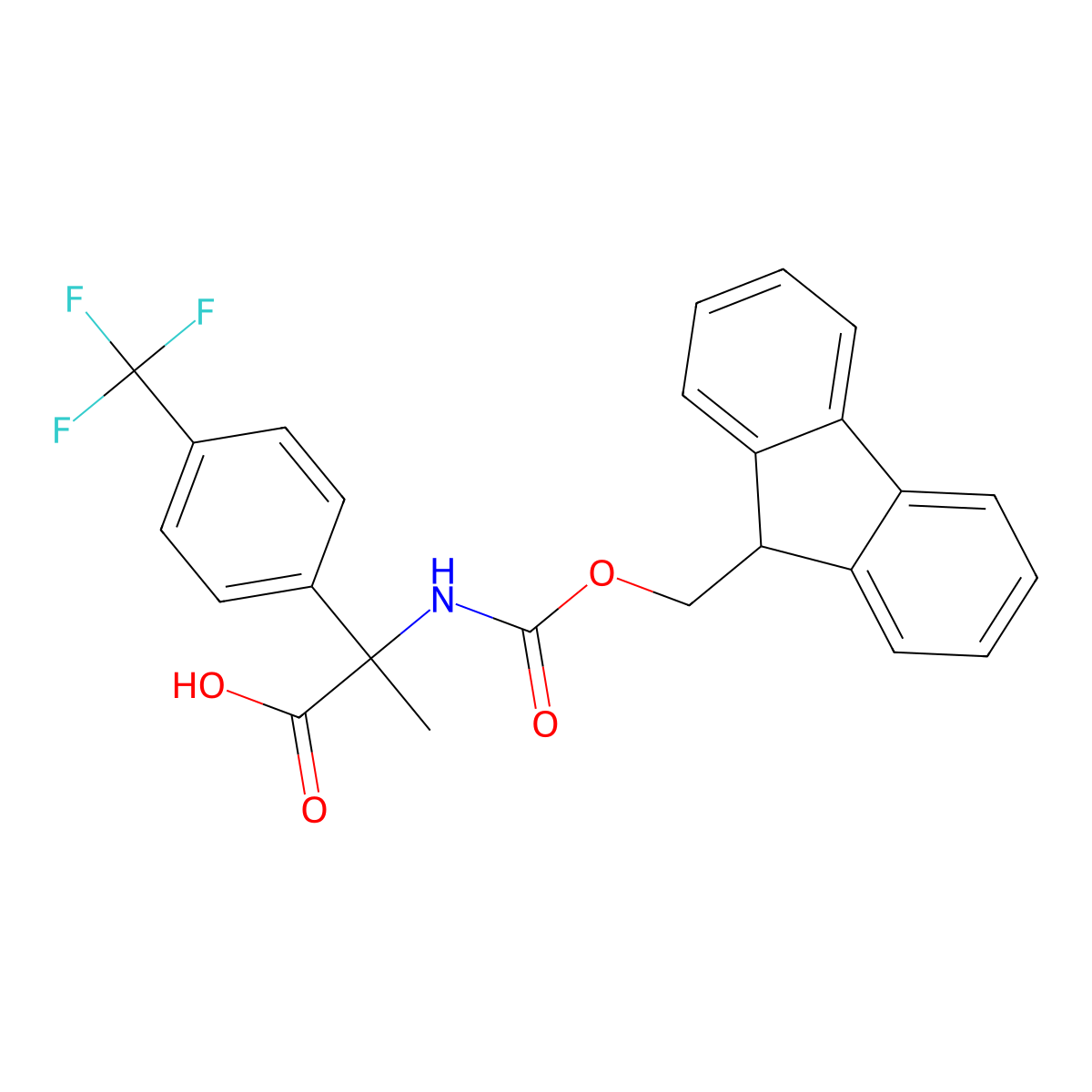 2-({[(9H-fluoren-9-yl)methoxy]carbonyl}amino)-2-[4-(trifluoromethyl)phenyl]propanoic acid molecular structure, CAS 1697614-55-3