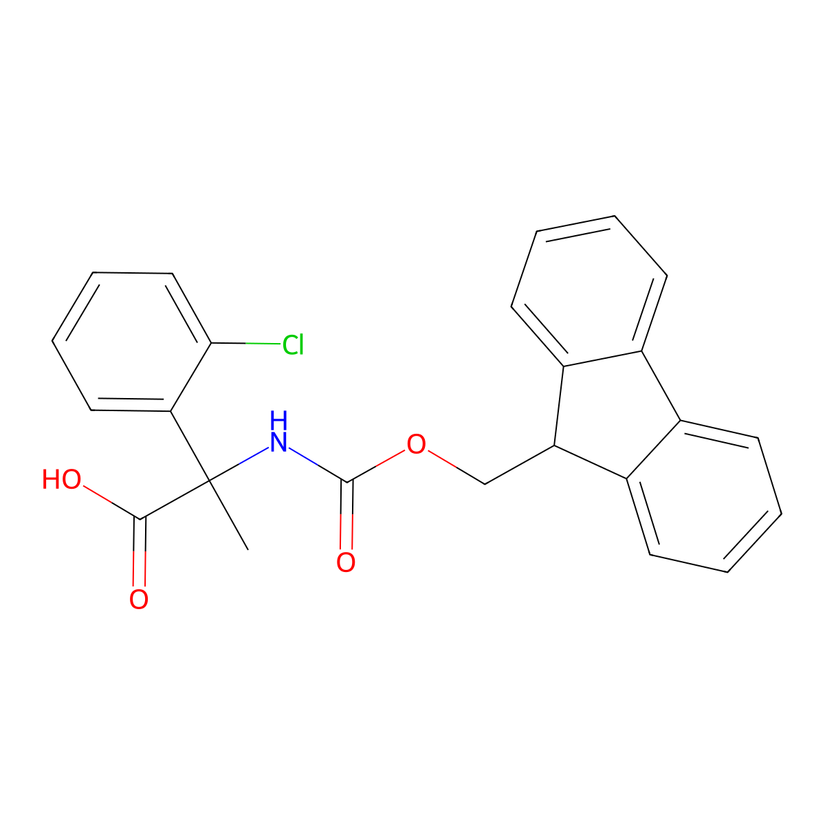 2-(2-chlorophenyl)-2-({[(9H-fluoren-9-yl)methoxy]carbonyl}amino)propanoic acid molecular structure, CAS 1697618-25-9