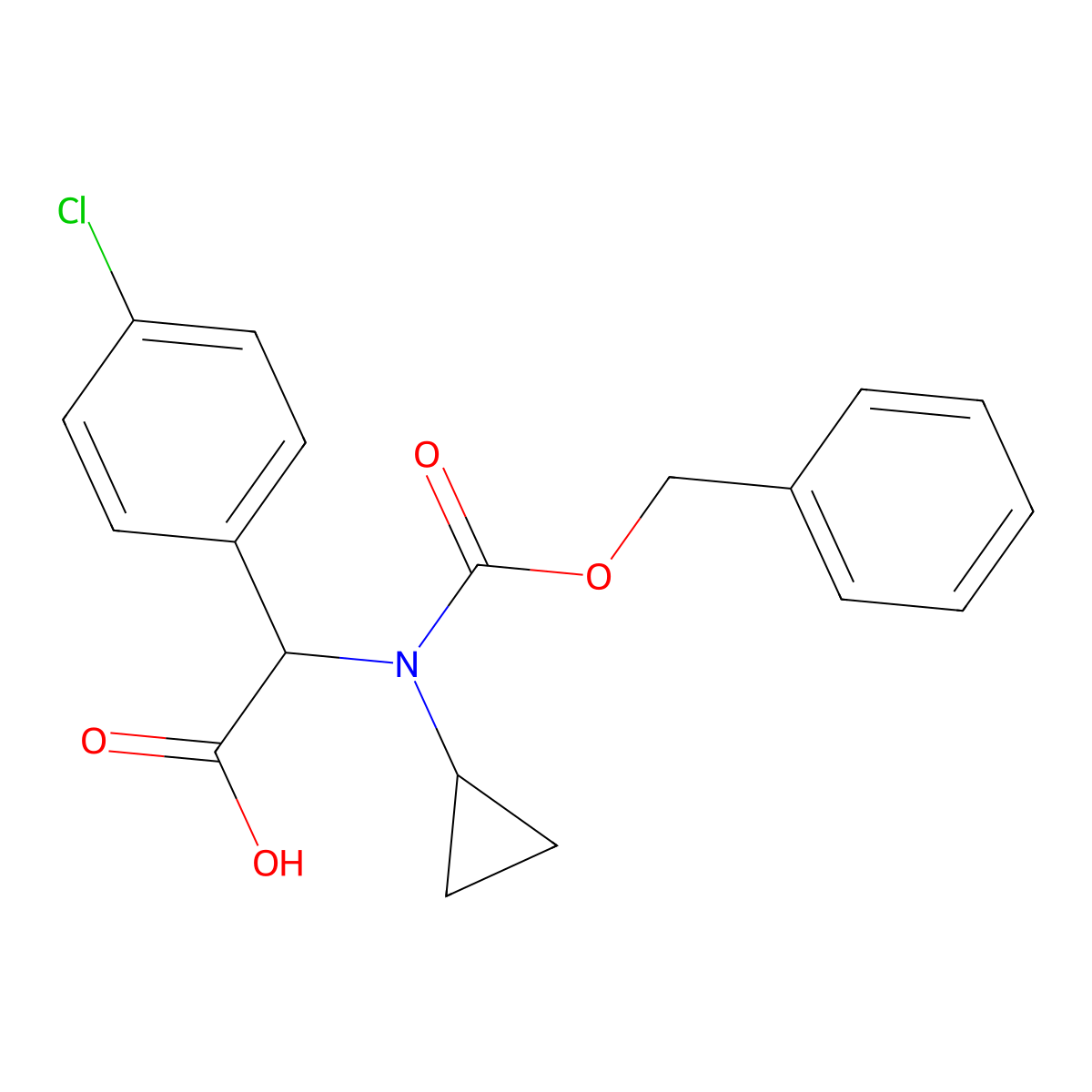 2-{[(Benzyloxy)carbonyl](cyclopropyl)amino}-2-(4-chlorophenyl)acetic acid molecular structure, CAS 1697620-81-7