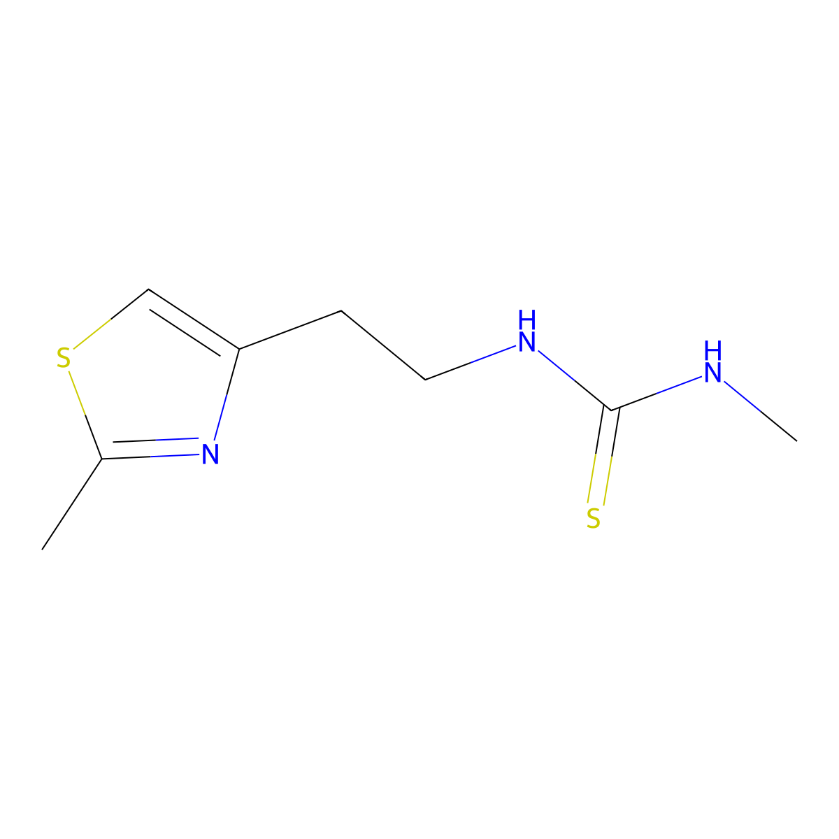 3-Methyl-1-(2-(2-methyl-1,3-thiazol-4-yl)ethyl)thiourea molecular structure, CAS 1697625-99-2