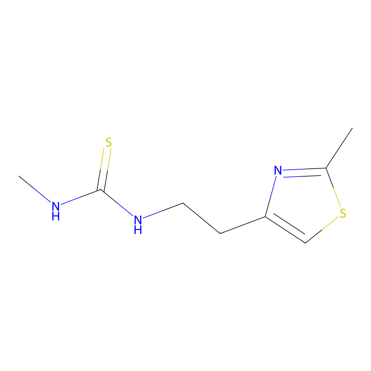 3-Methyl-1-(2-(2-methyl-1,3-thiazol-4-yl)ethyl)thiourea molecular structure, CAS 1697625-99-2