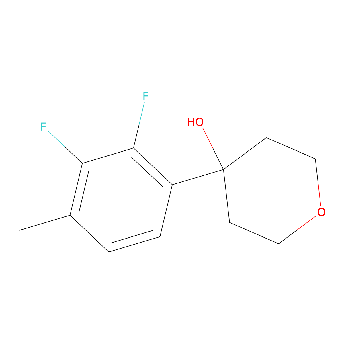 4-(2,3-difluoro-4-methylphenyl)tetrahydro-2H-pyran-4-ol molecular structure, CAS 1697638-51-9